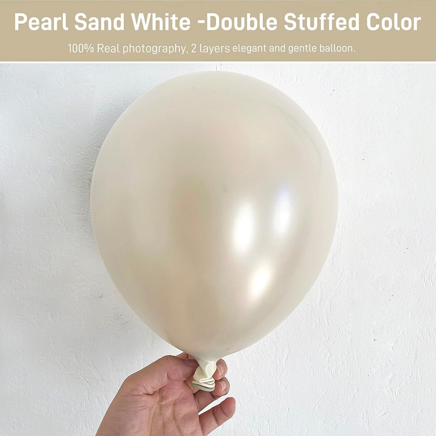 Guirnalda de globos de doble relleno blanco perla, color blanco arena, oro rosa, kit de arco de globos de diferentes tamaños para baby shower,