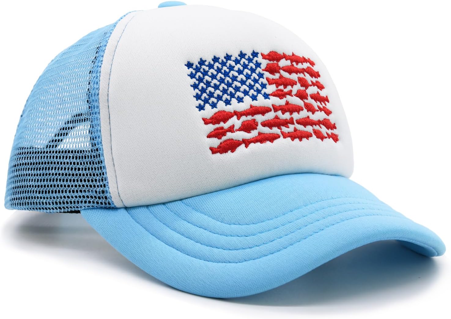 Gorra de béisbol ajustable para niños y niñas de 3 a 13 años con bandera de peces
