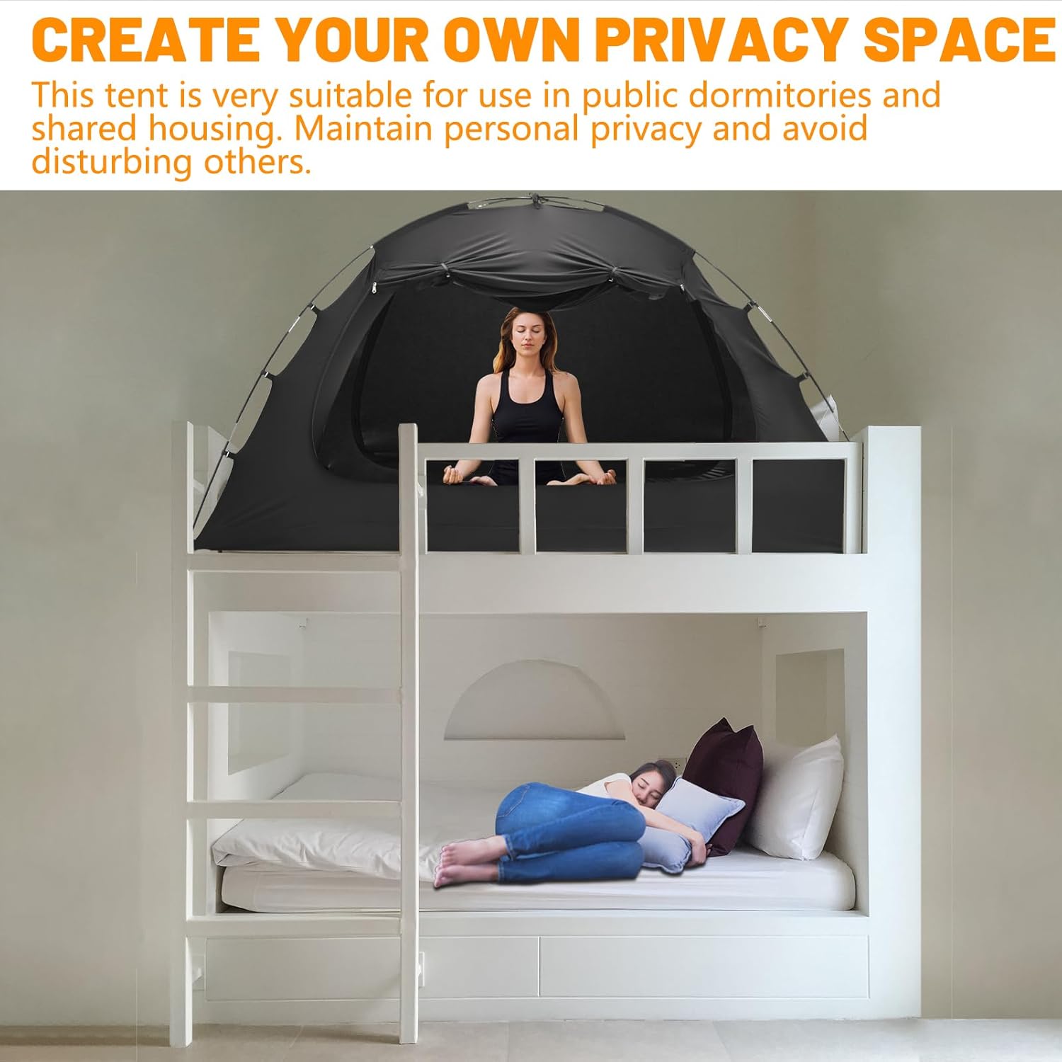 SUNYRISY Tienda de campaña para cama de tamaño matrimonial, tienda de campaña interior para adultos y niños, 3 puertas, tienda de campaña portátil