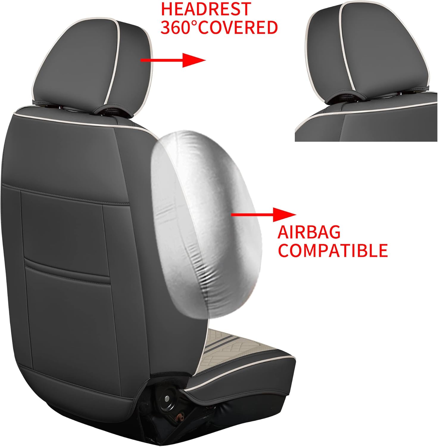 Funda de asiento de automóvil de cobertura completa de piel sintética de lujo, antideslizante, universal, se adapta a sedanes, SUV, camioneta con