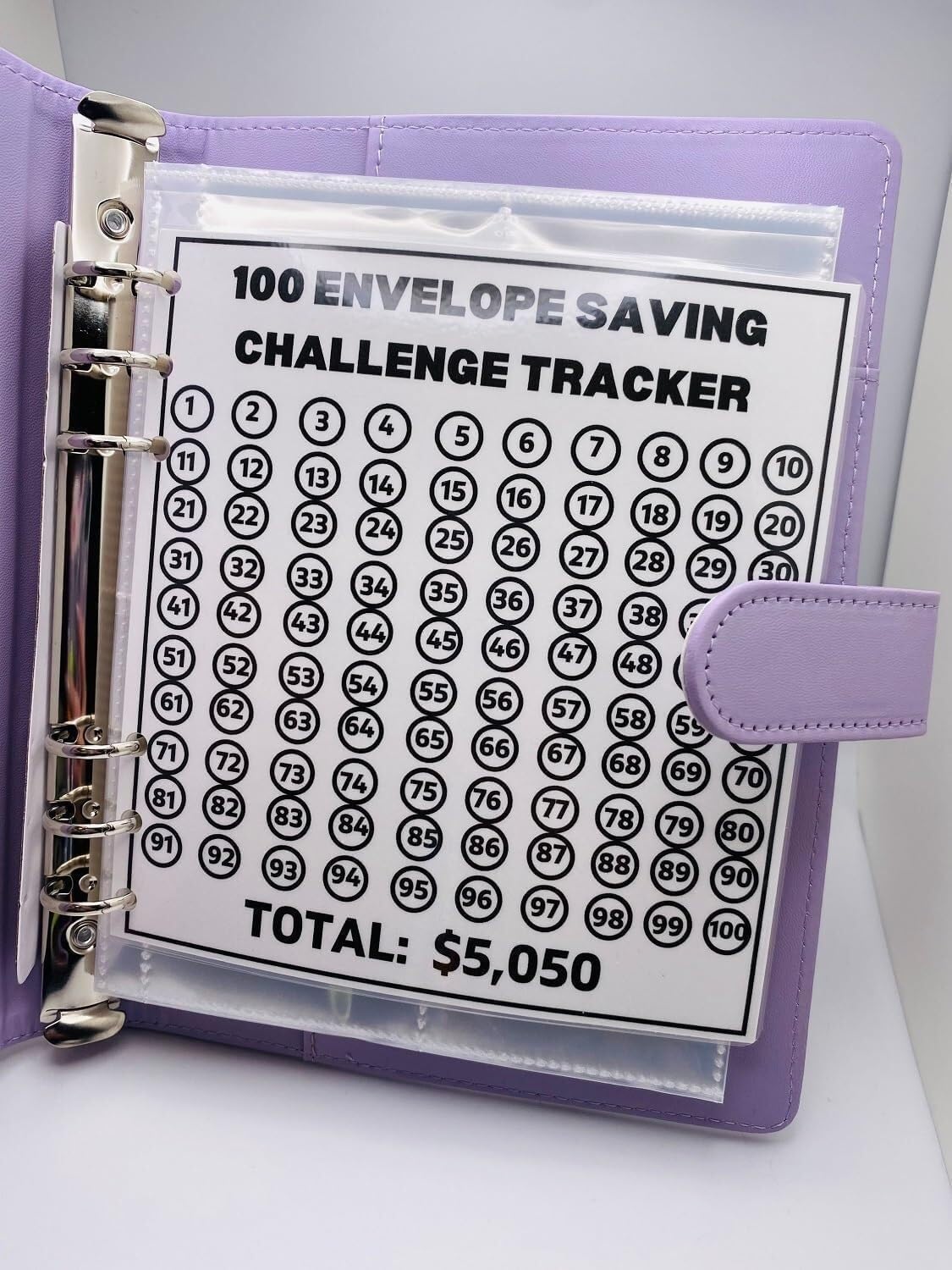 Desafío de ahorro de dinero con 100 sobres, forma fácil y divertida de ahorrar $5,050 – Carpeta de desafíos de ahorro, libro de desafíos de ahorro