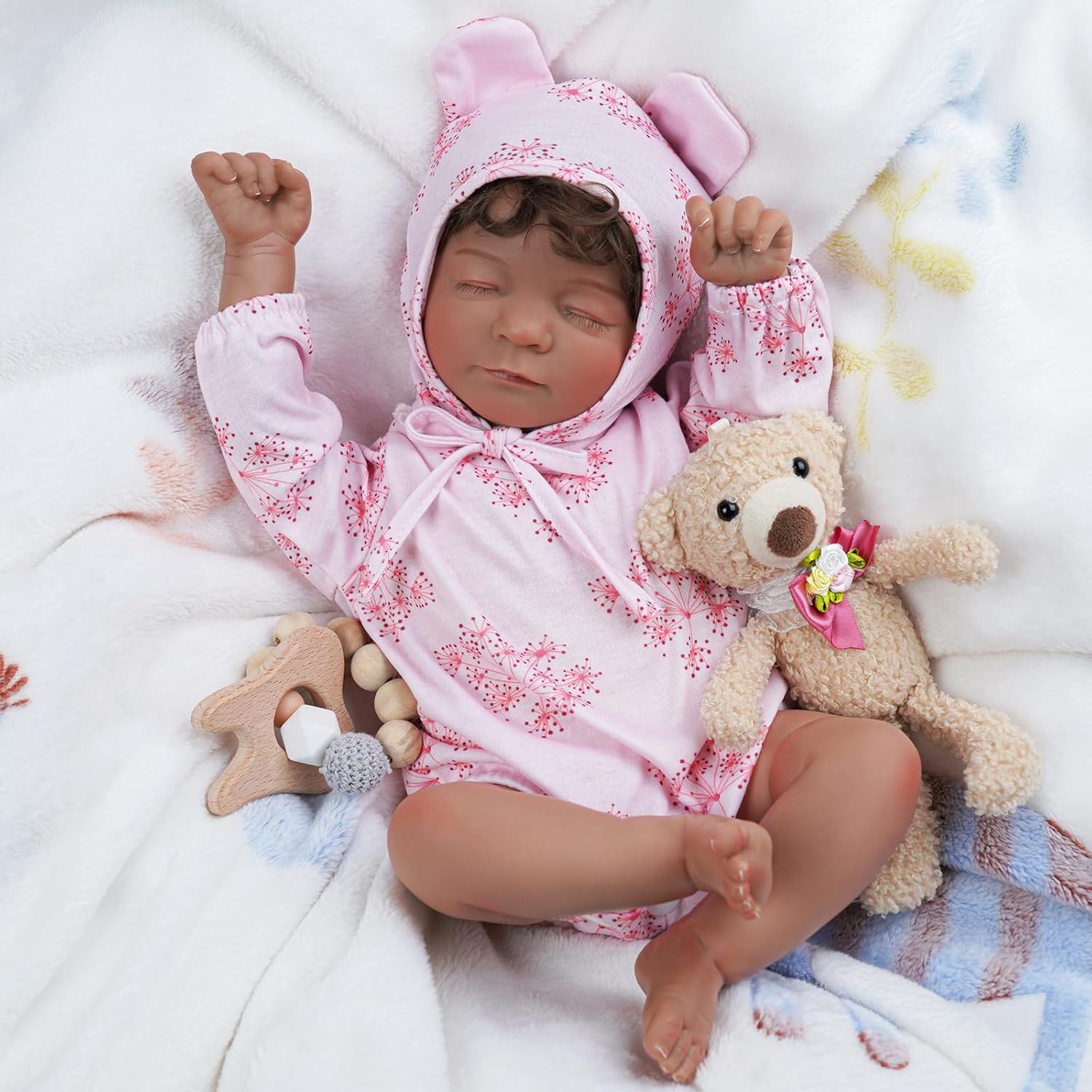 BABESIDE Muñecas realistas de bebé Reborn Black Nate, de 17 pulgadas, suaves, de cuerpo completo, realistas, muñecas de bebé recién nacidas, muñecas