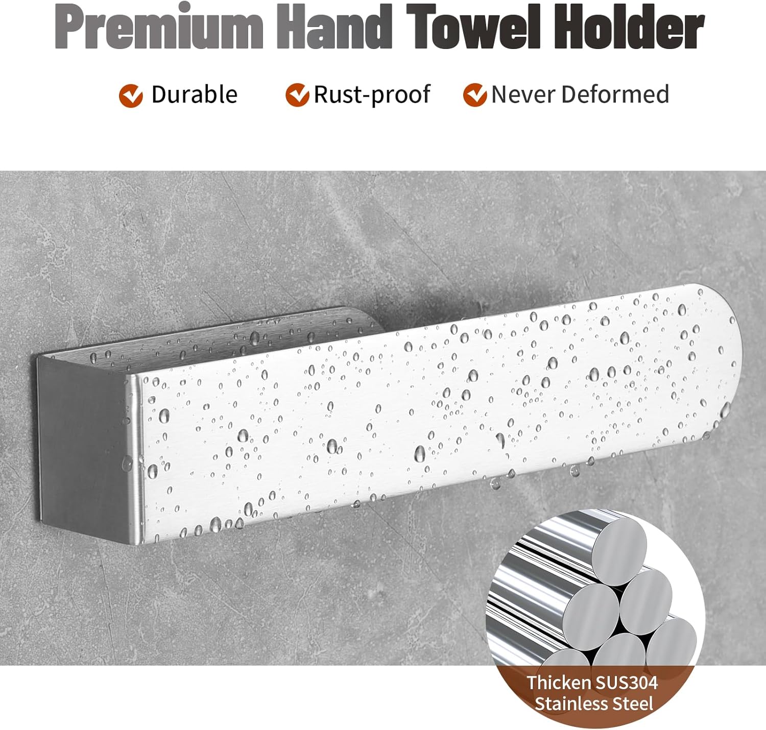 Toallero de mano, soporte autoadhesivo para toallas de baño, soporte para toallas de mano de acero inoxidable SUS 304 para baño, toallero cepillado