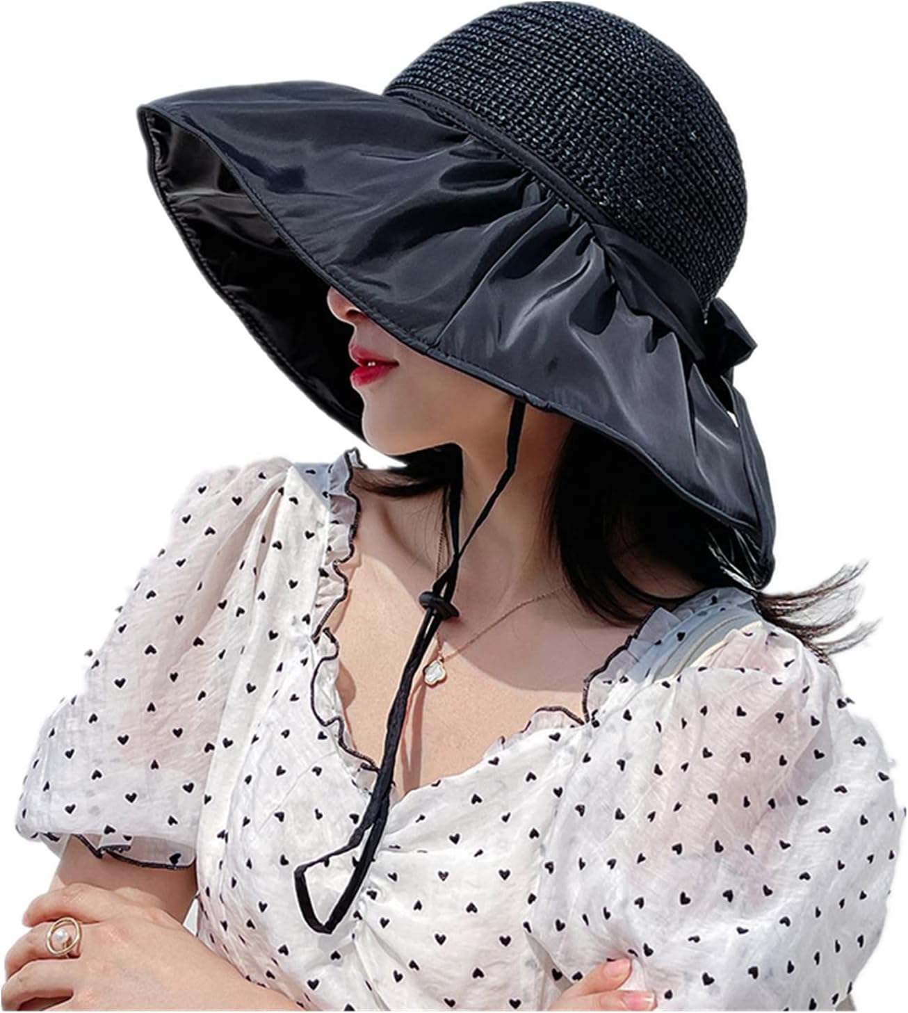 Gorra de pescador enrollable vintage para mujer, protección solar UV, ala ancha, gorra de playa de verano
