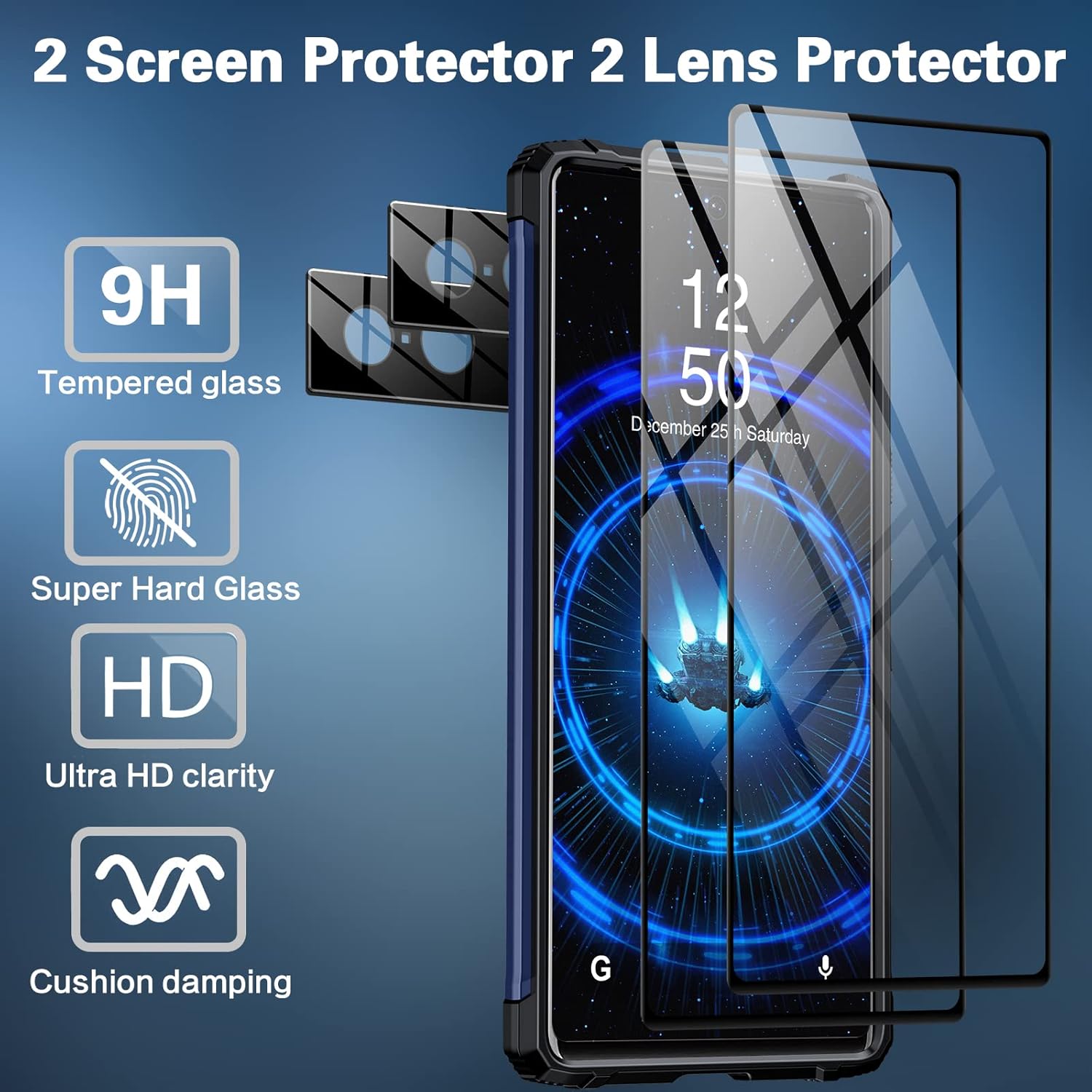 Funda para Google Pixel 7, con 2 protectores de pantalla + 2 protectores de lente de cámara, funda para teléfono Pixel 7 resistente, funda
