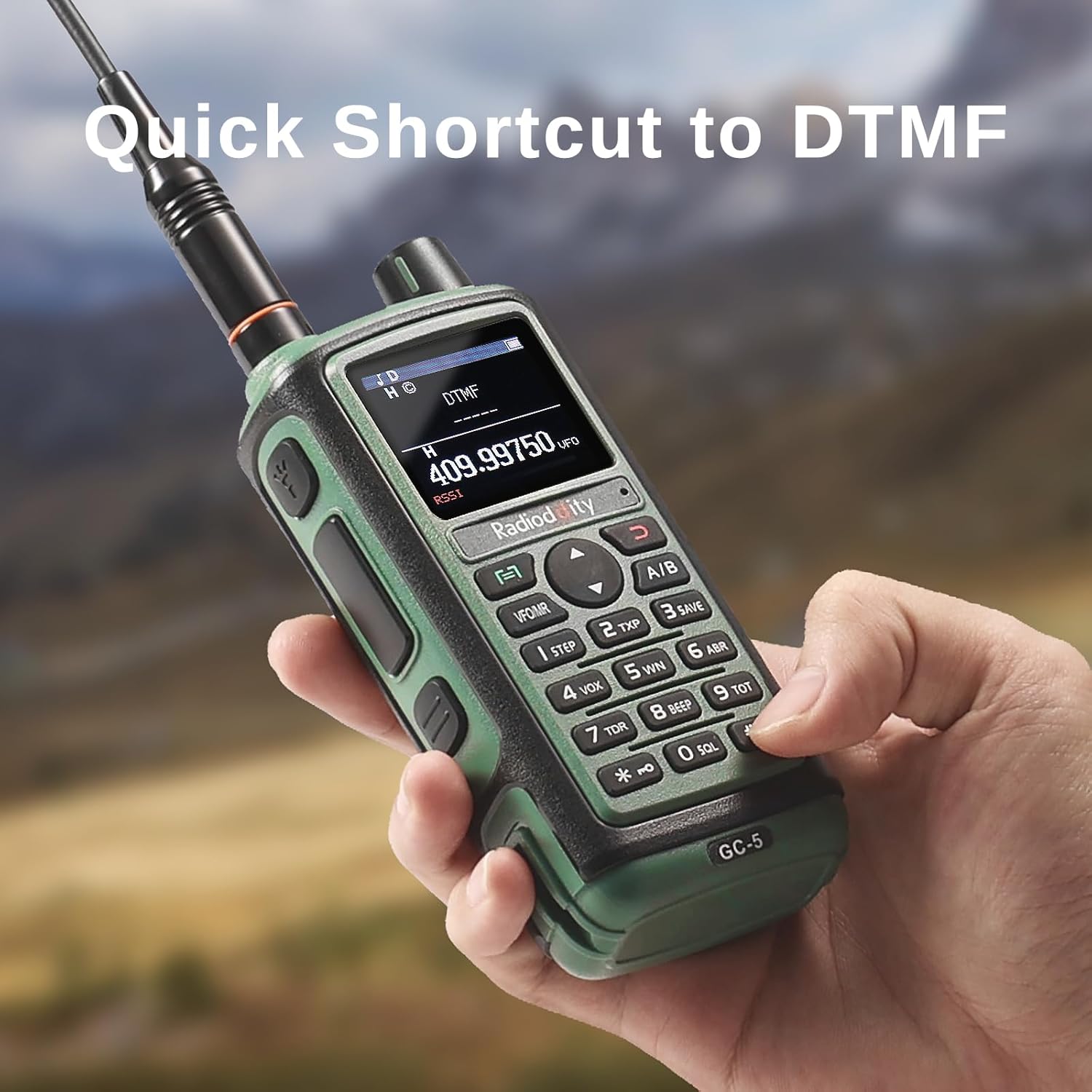 Radioddity GC-5 Radio bidireccional de doble banda, radioaficionado de mano de largo alcance con batería de 1800 mAh, antena de alta ganancia, LCD a