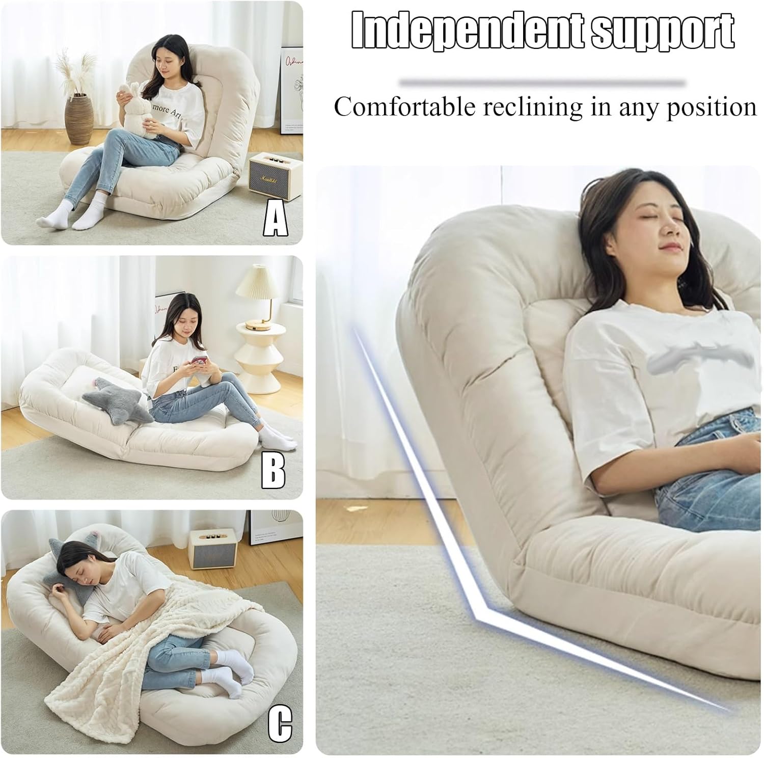 Sofá cama perezoso, acolchado suave, silla de juegos de respaldo alto, fundas de sofá de tatami, sofá de suelo perezoso fácilmente plegables para