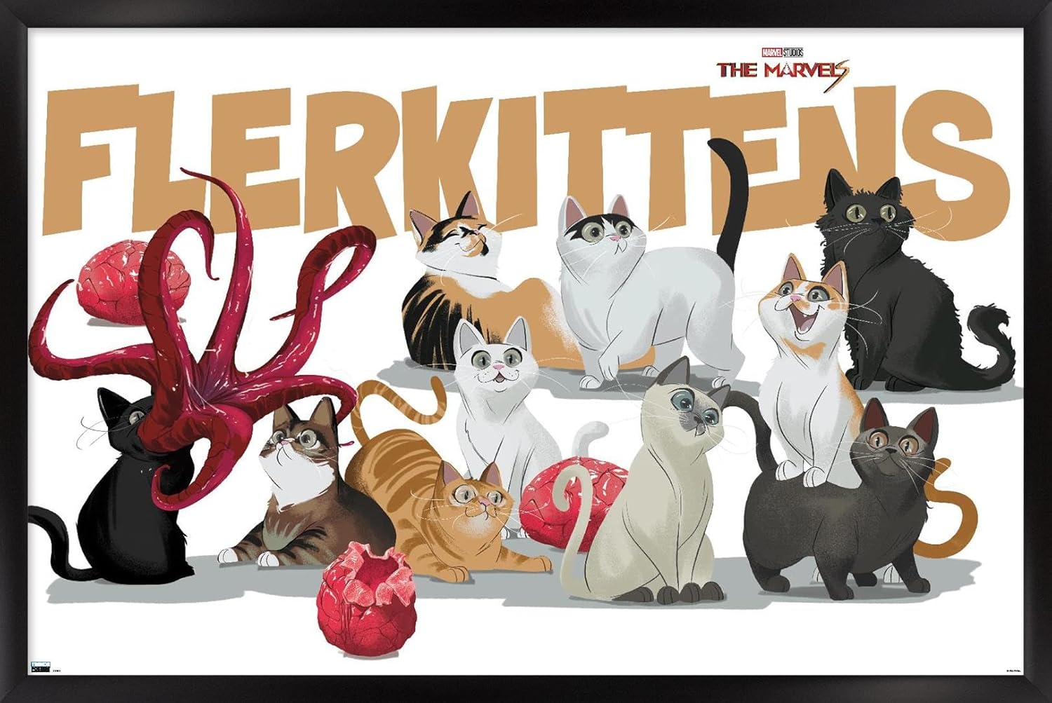 Trends International Marvel The Marvels – Póster de pared de Flerkittens, 22.37 x 34.00 pulgadas, versión enmarcada en negro
