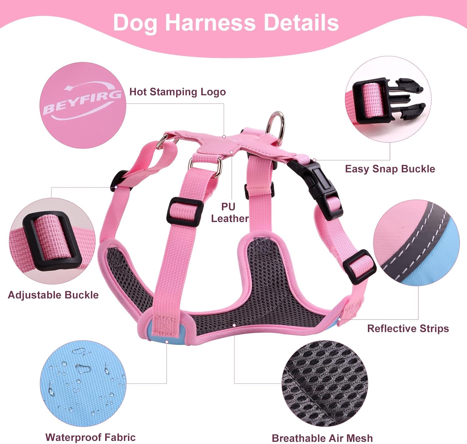 _ Juego de arnés y correa para perros pequeños y medianos, arnés ligero y suave para cachorros, juego de arnés ajustable y reflectante para