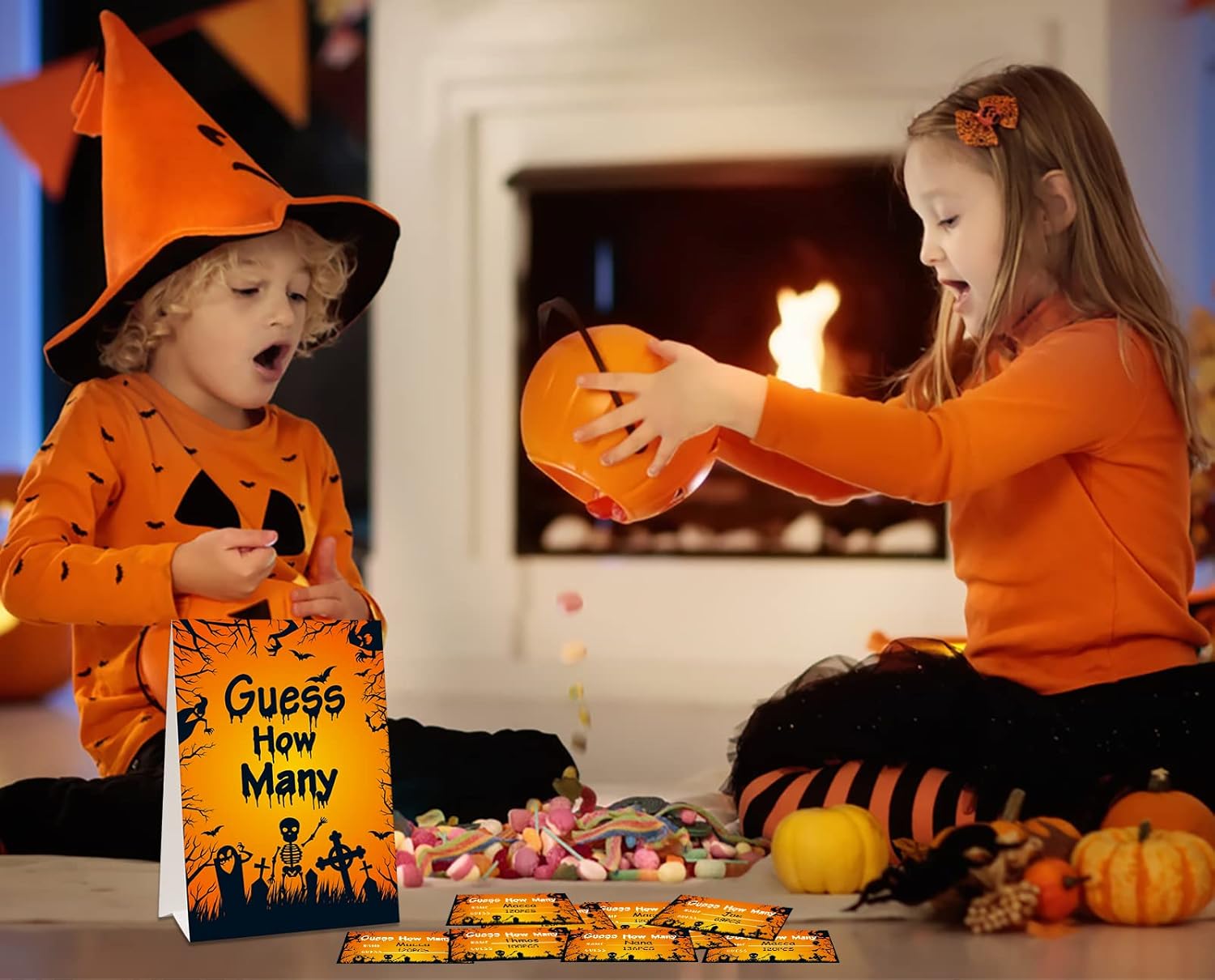 SICOHOME Halloween Adivina cuántos suministros de fiesta de Halloween, juego de fiesta de Halloween para niños y adultos, juego de adivinanzas en