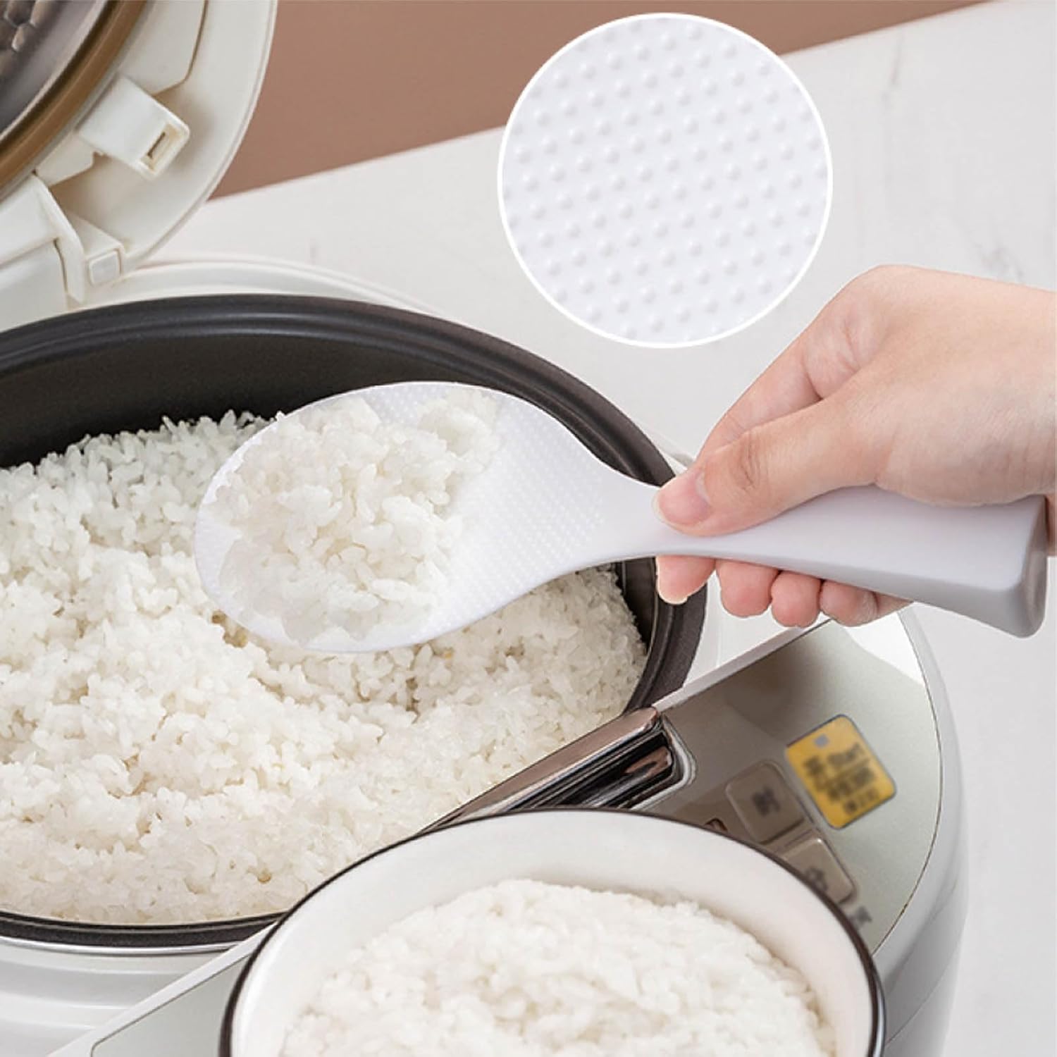 cuchara de arroz de pie, olla de arroz casera paleta de arroz antiadherente, por lo que puede usar la práctica. esta espátula de arroz es
