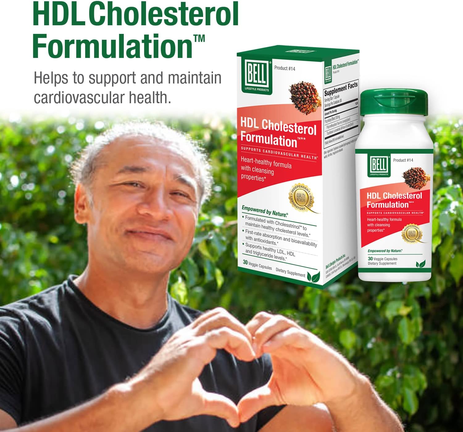 Bell HDL Cholesterol Formulation, Suplemento para la salud del colesterol – Mezcla patentada, para mujeres y hombres  30 cápsulas