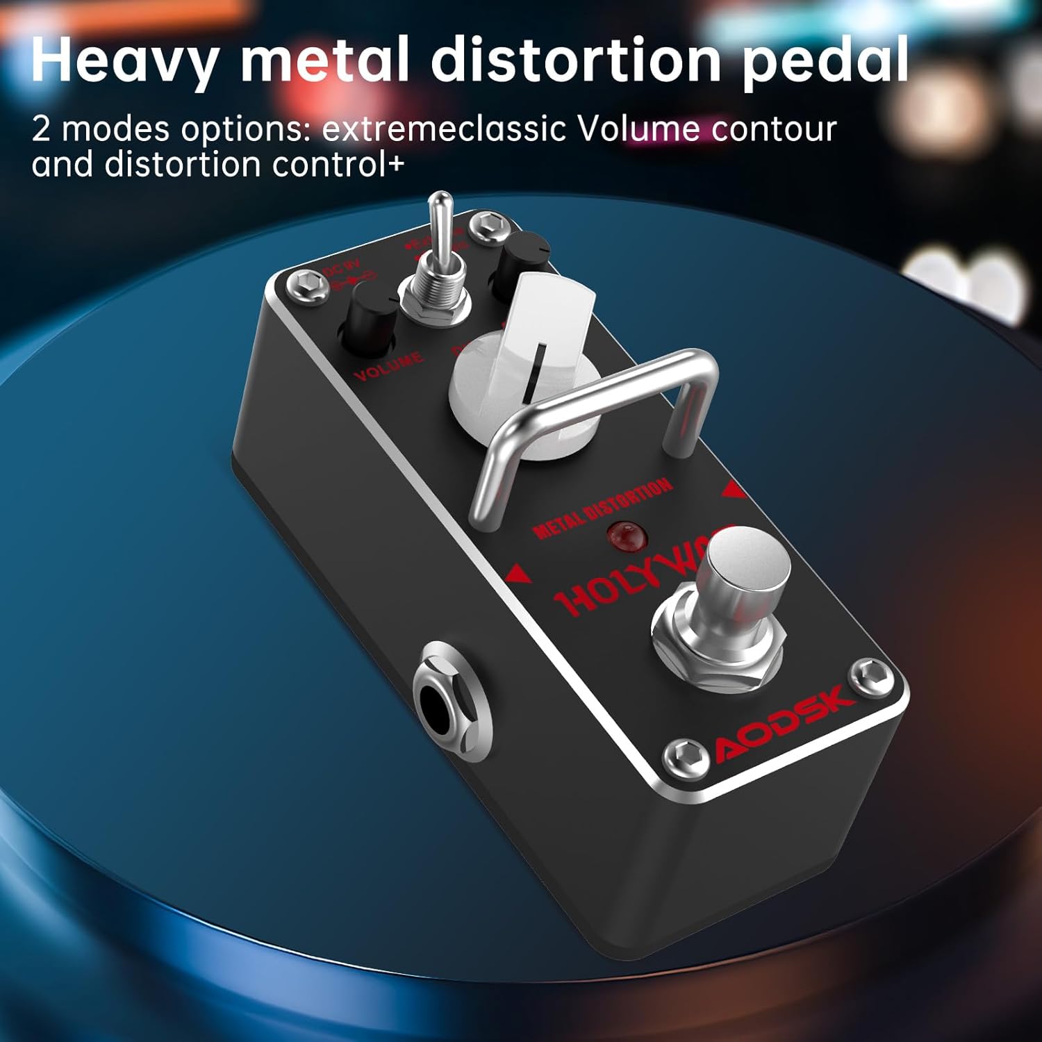 Pedal de efecto de guitarra de distorsión, distorsión de metal, 2 modos clásico, extremo, mini pedal de guitarra eléctrica portátil True Bypass