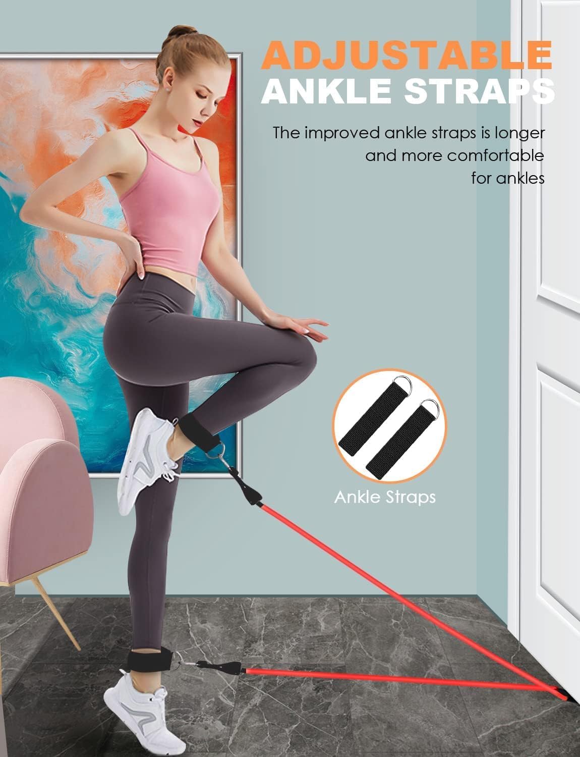 WHATAFIT Bandas de resistencia, bandas de ejercicio, bandas de resistencia para entrenamiento, bandas de entrenamiento con asas para hombres y