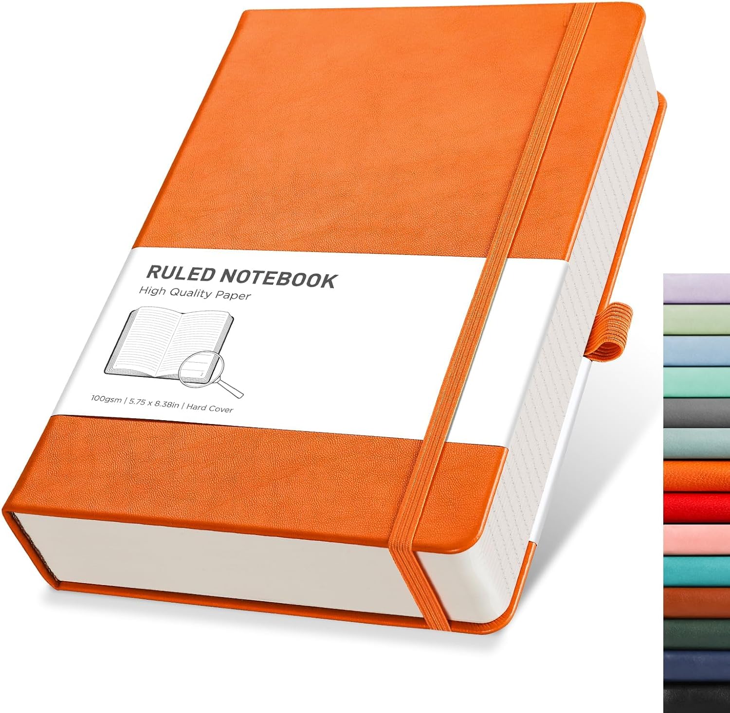 RETTACY Cuaderno de rayas universitarias con 320 páginas numeradas, diario grueso A5 para escribir, cuaderno rayado con papel rayado de 3.53 ozm,