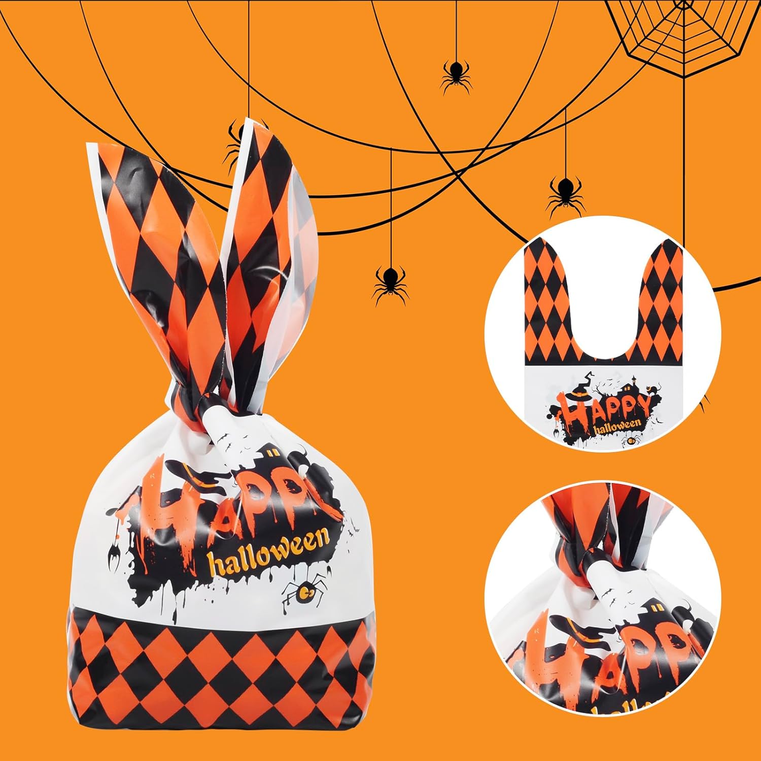 idolpack 50 bolsas de golosinas de Halloween, lindas bolsas de regalo de dulces de Halloween, bolsa de polietileno, organizador de bolsas de