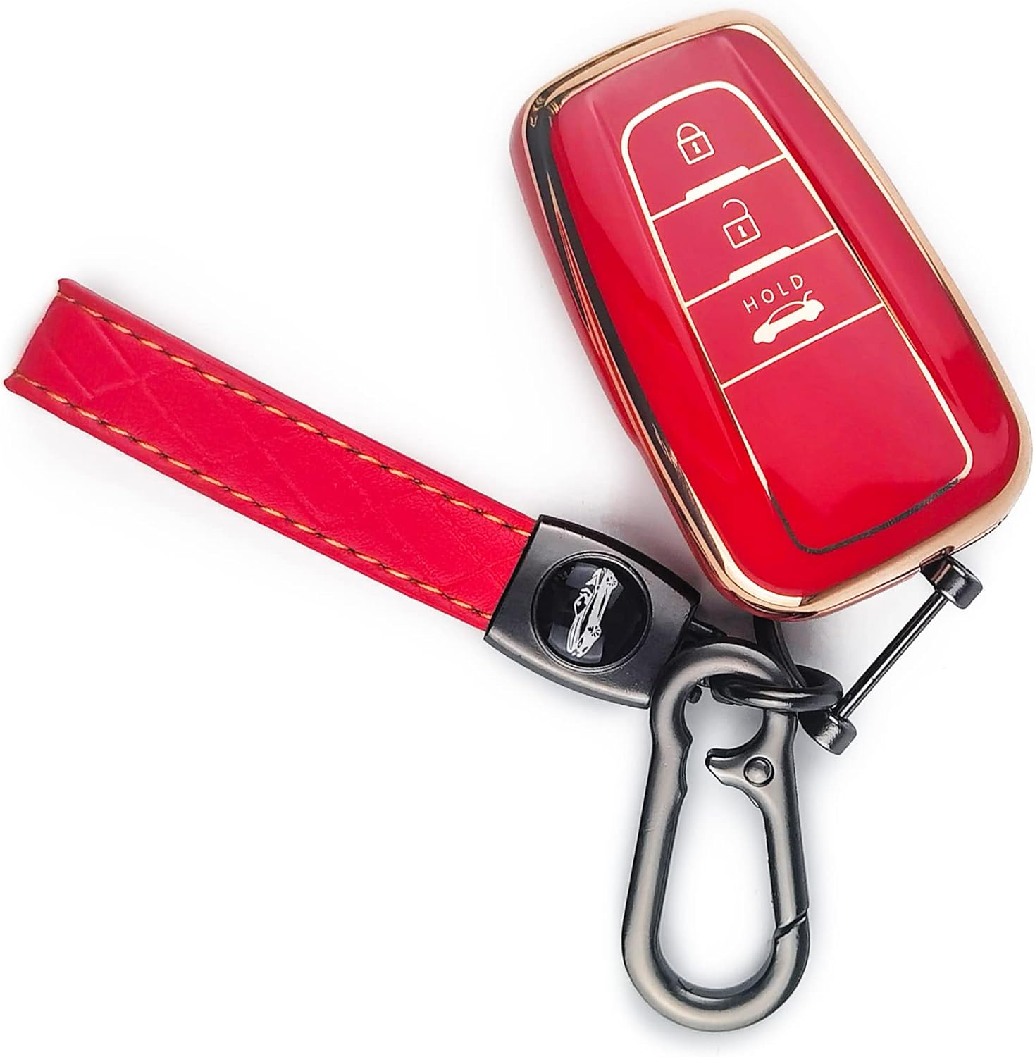 Adecuado para llavero Toyota Crown Corolla Camry, llave CarSmart de 3 botones, funda protectora de llave de TPU súper suave (rojo)