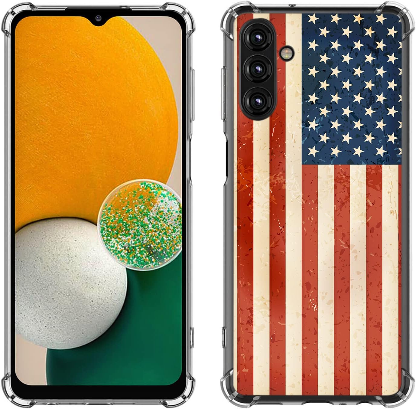 Beaucov Funda para Galaxy A13 5G, protección retro de la bandera estadounidense a prueba de golpes, TPU de cuerpo completo, resistente a los