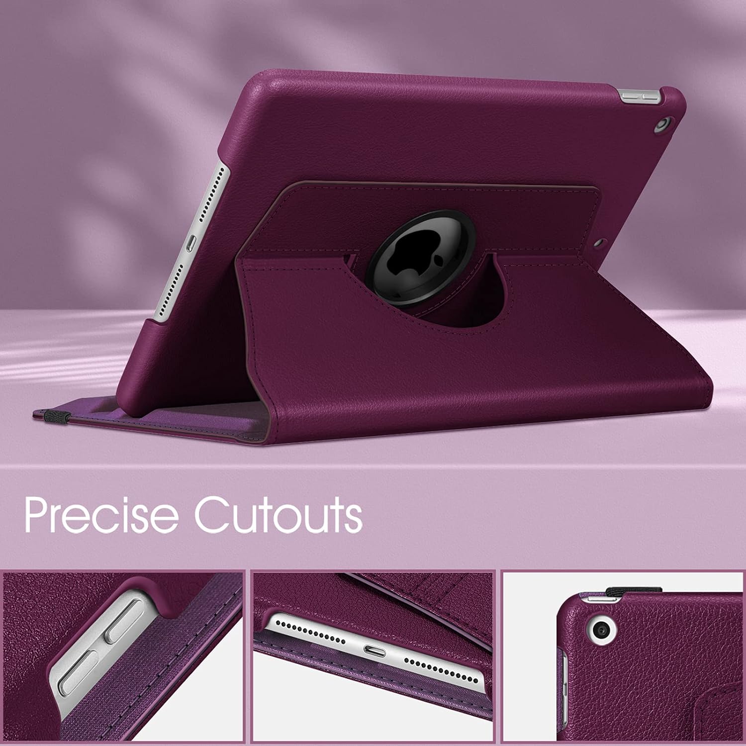 Funda giratoria Fintie para el nuevo iPad de 7a generación de 10.2″ de 2019. Portalápices integrado Funda protectora inteligente giratoria de 360