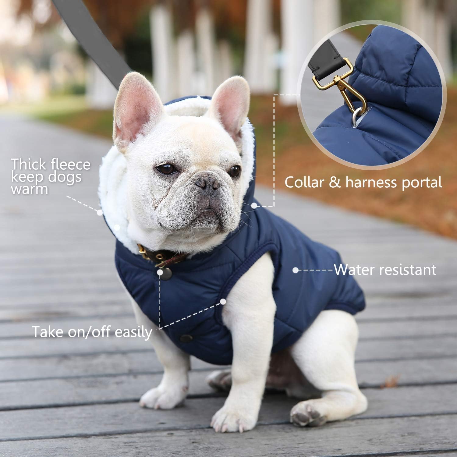 Sudadera con capucha de forro polar para perro, resistente al viento, abrigo impermeable con forro de algodón, chaqueta cálida para perro, chaleco