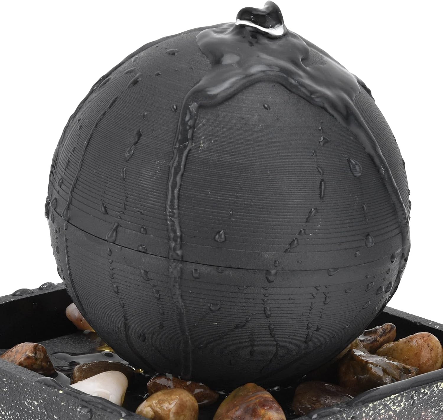 Fuente de agua esférica que fluye decoración USB fuente de bola de mesa interior con luz LED y piedra fuente de escritorio mediación fuentes de