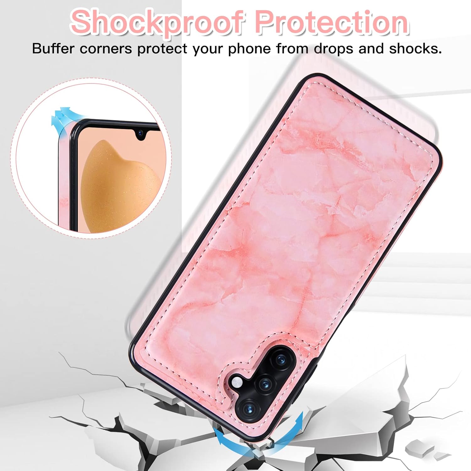 Asuwish Funda de teléfono para Samsung Galaxy A13 5G con protector de pantalla de vidrio templado y billetera de mármol abatible con soporte para