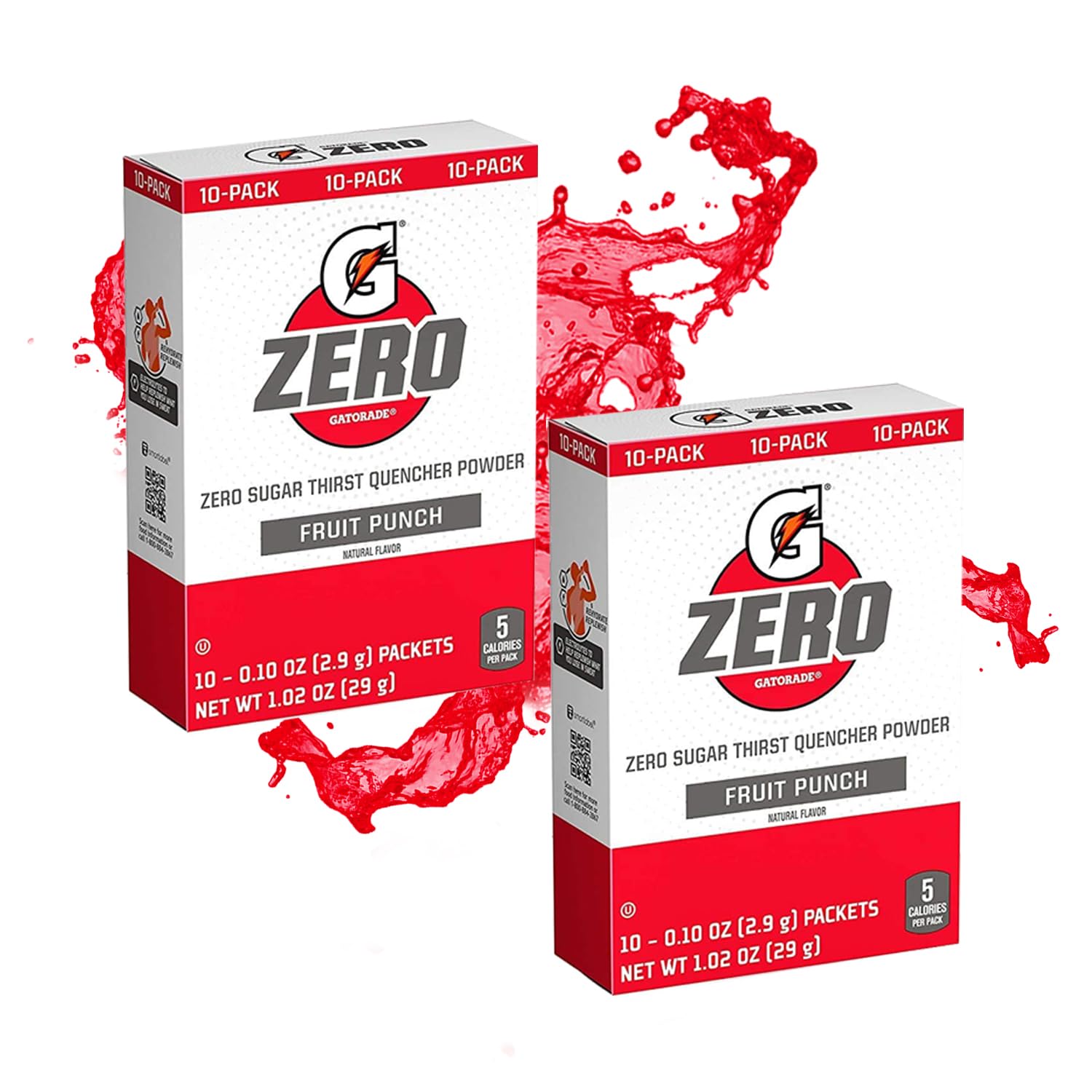 Gatorade Zero – Paquetes de polvo, ponche de frutas, 20 unidades, 0.10 onzas, paquetes de polvo Gatorade sin azúcar (2 paquetes de 10)