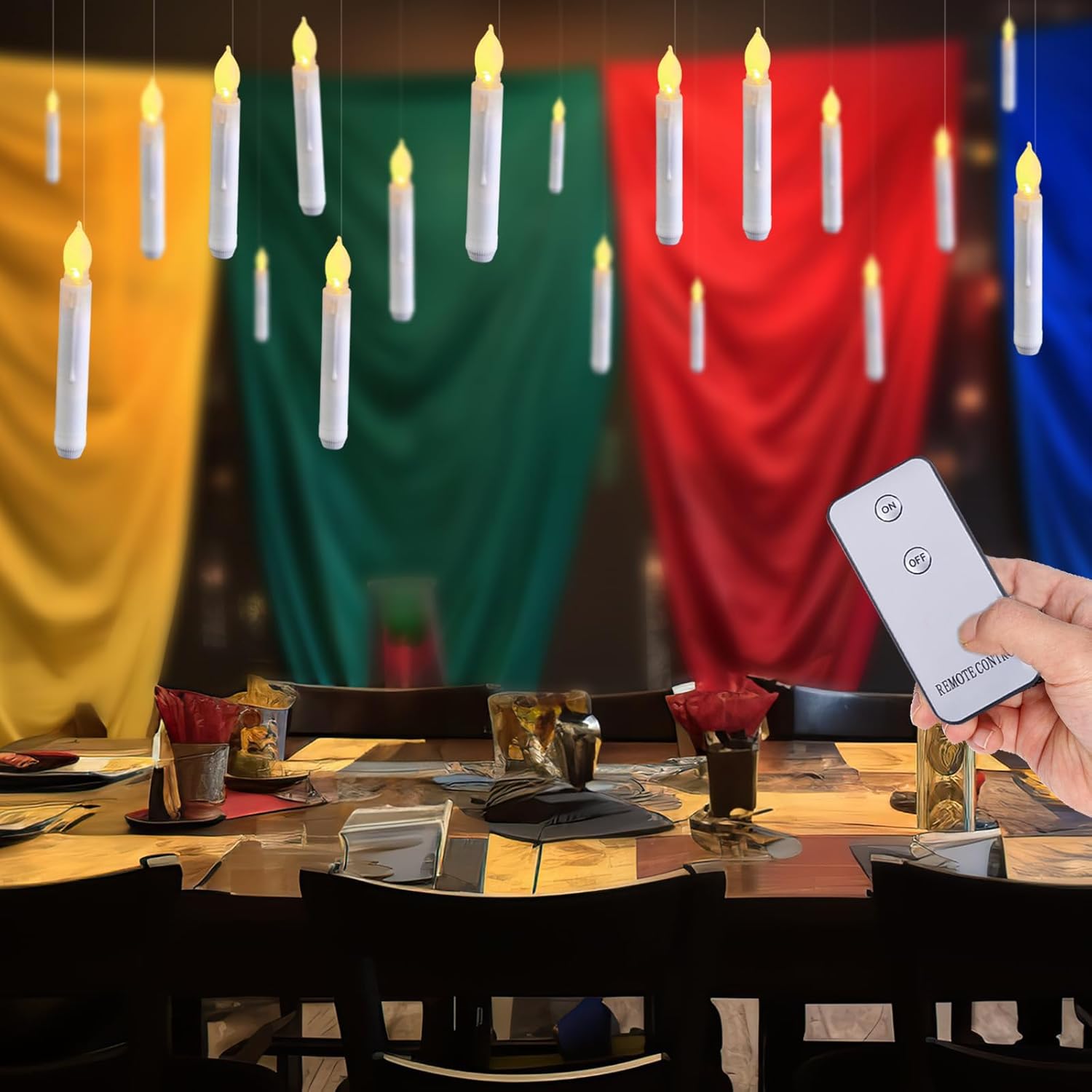 Raycare LED Flameless Taper Candles Battery Operated with Remote, Flameless Taper Window Candles Flickering Warm White Light, Set of 12 Fake Candles