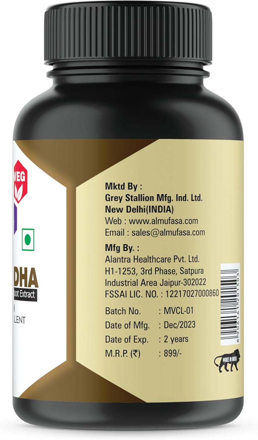 Ashwagandha orgánica 500 mg  120 cápsulas veganas extracto de raíz de Ashwagandha orgánico puro  Alivio del estrés, potenciador del estado de ánimo