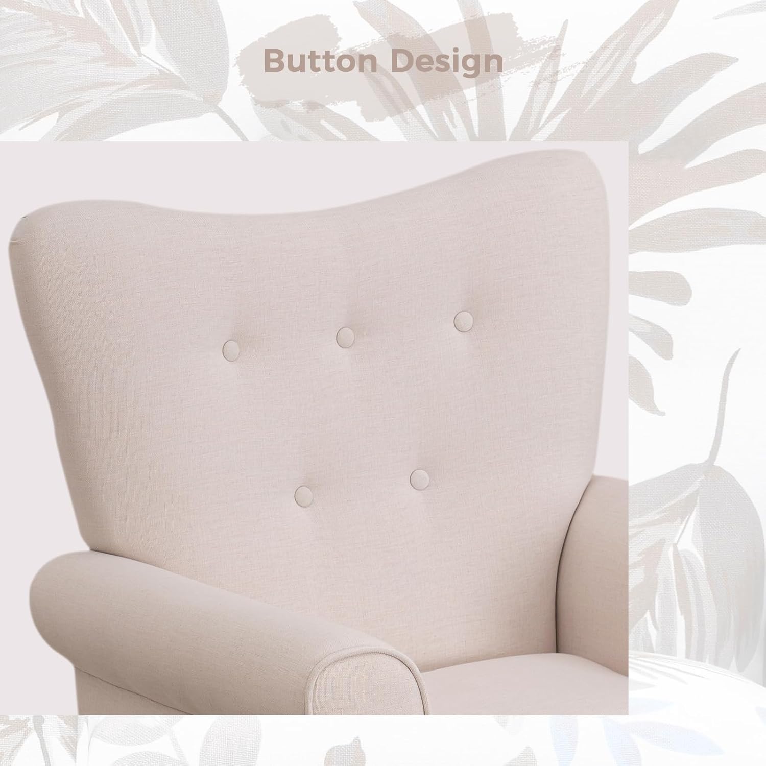 Mellcom – Sillón moderno, sillón con respaldo alto,Sofá individual tapizado con tela y con patas de madera para sala de estar, dormitorio,Club
