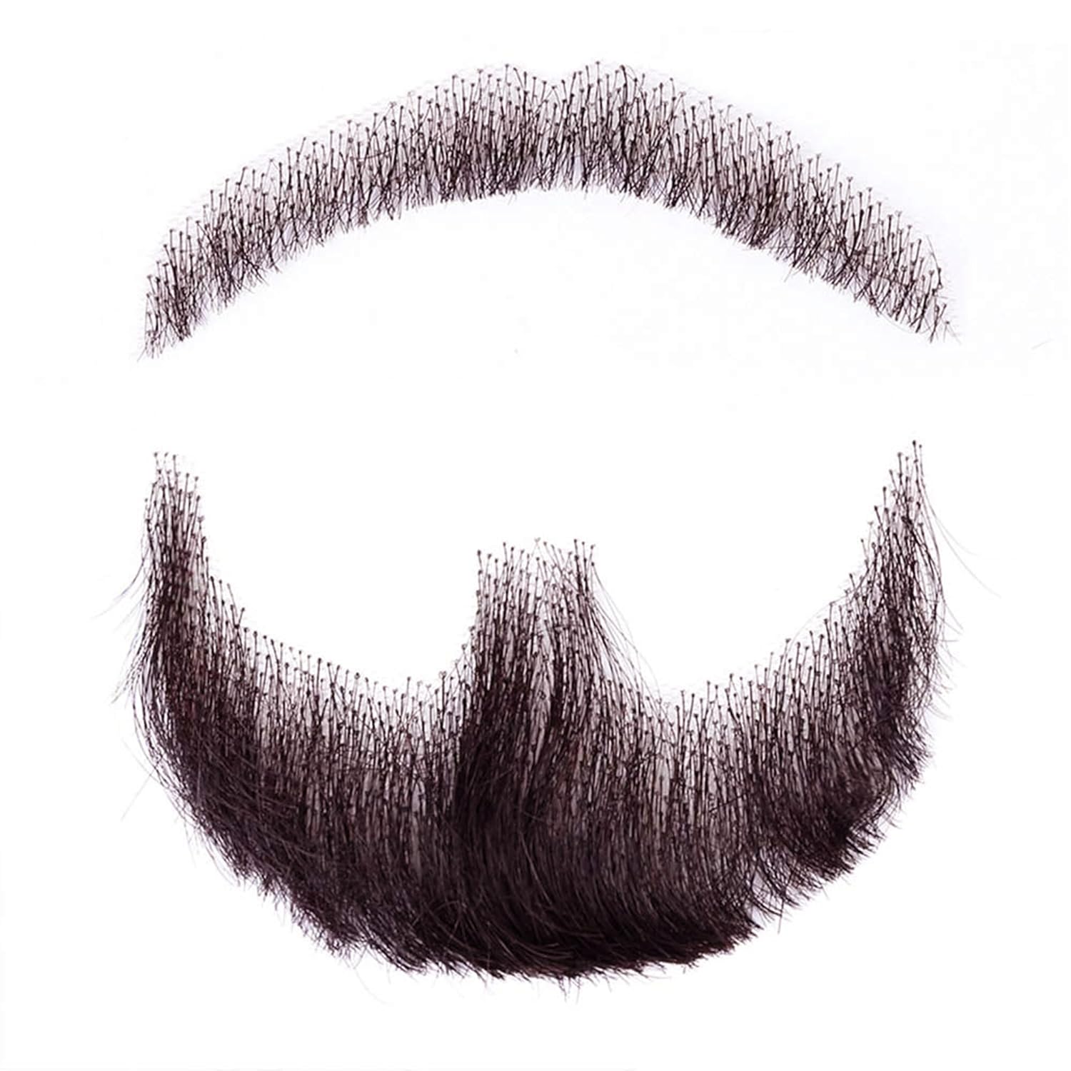 Disfraz de barba y bigote de cabello humano para adultos y hombres, maquillaje realista de encaje invisible (marrón negro)