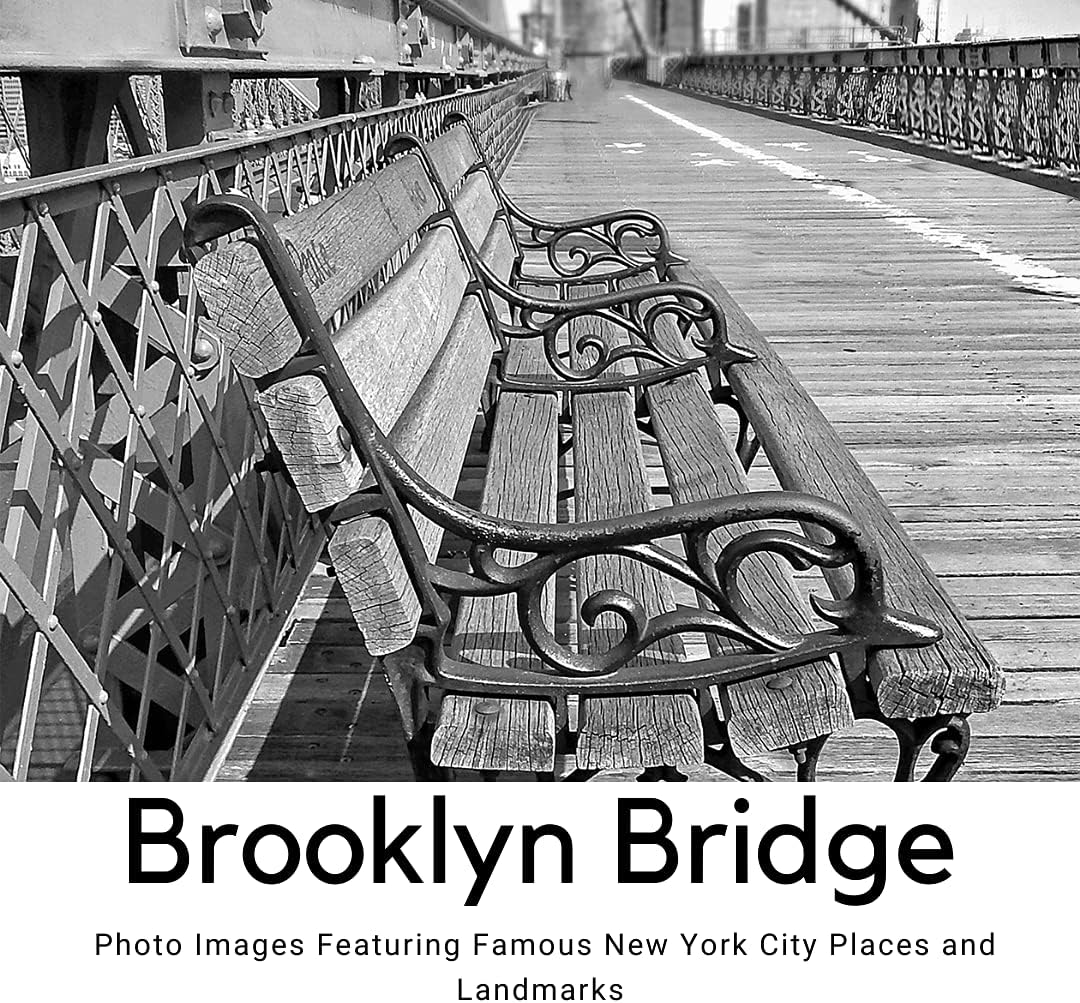 Bench on Brooklyn Bridge BW – Imán de metal para nevera, recuerdo fotográfico de la ciudad de Nueva York, monumentos de Nueva York, regalo de