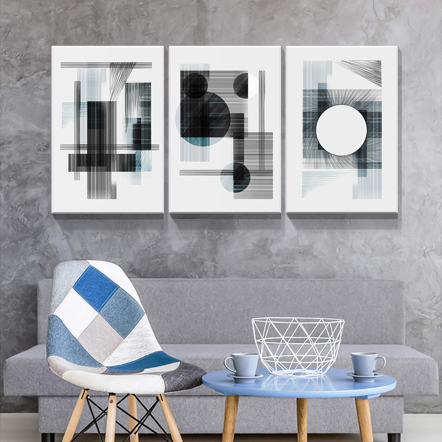 Denozer 3 paneles de arte abstracto moderno lienzo impresiones de arte de pared, decoración de pared para el hogar, baño, pósteres de decoración de