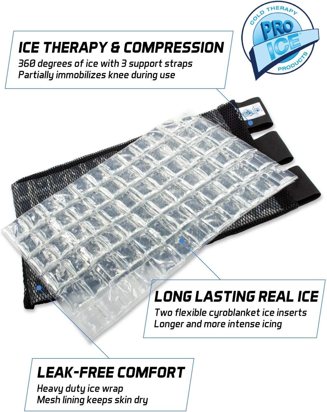 Cold Wrap para rodilla izquierda y derecha, ideal para esguinces de rodilla, hinchazón y artritis – Inserto de bolsa de hielo incluido
