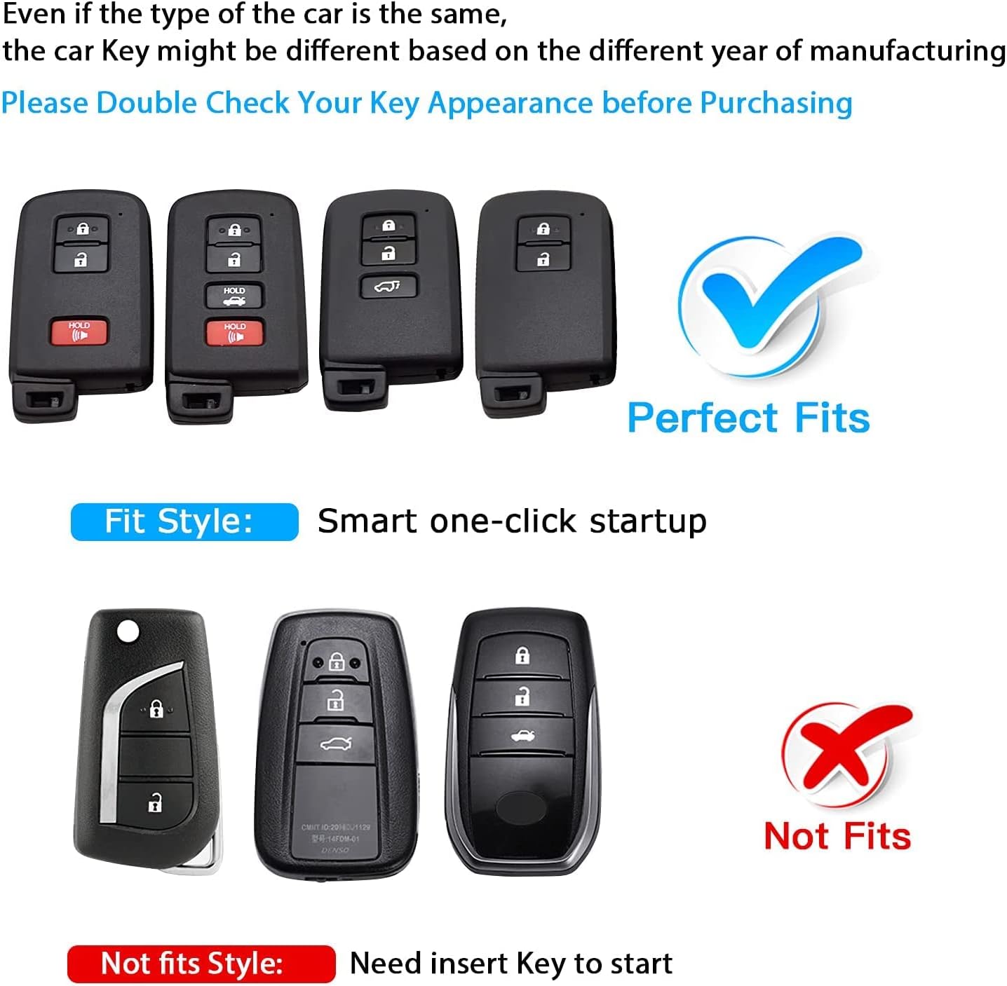 QBUC Funda para llavero Toyota con llavero de TPU de protección completa compatible con Toyota Tacoma 4Runner Sequoia Highlander Avalon Camry