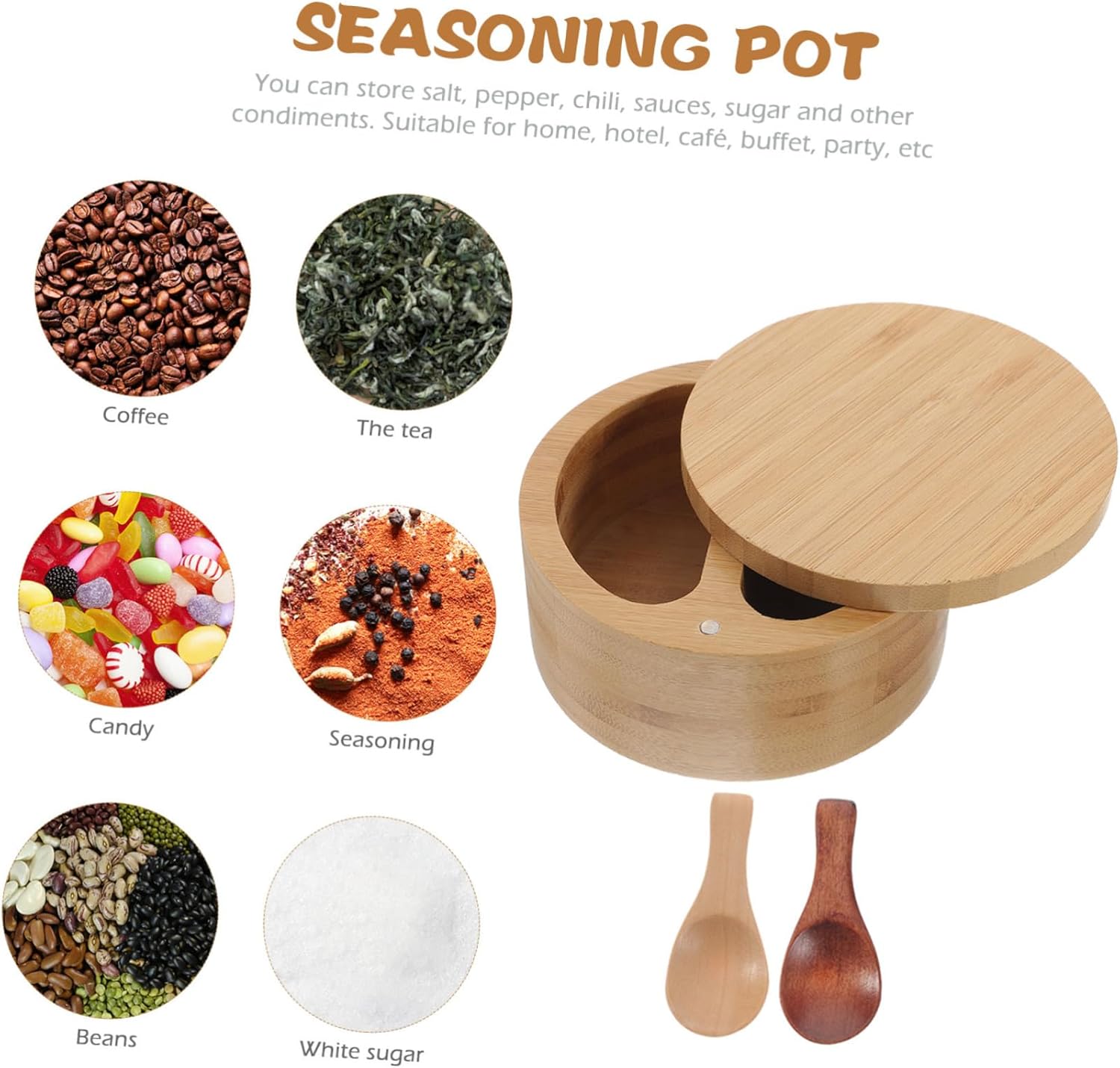 GLEAVI Salt Pig 3 juegos de salero con tapa, contenedor de condimentos, soporte dividido para pimienta, contenedor de sal para el hogar, contenedor