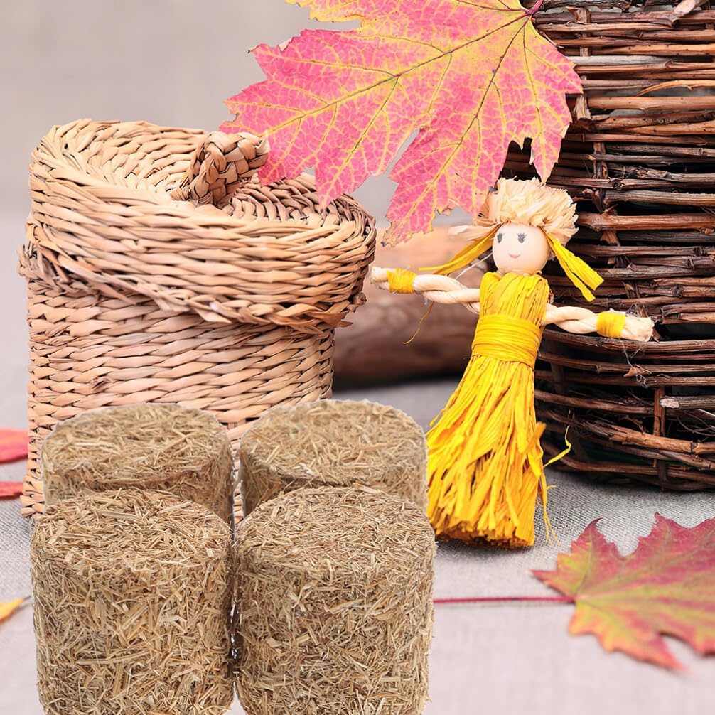 Toyvian 8 piezas de mini pacas de heno de imitación de otoño para decoración de cosecha, pequeña decoración decorativa de Hayrick estireno nieve