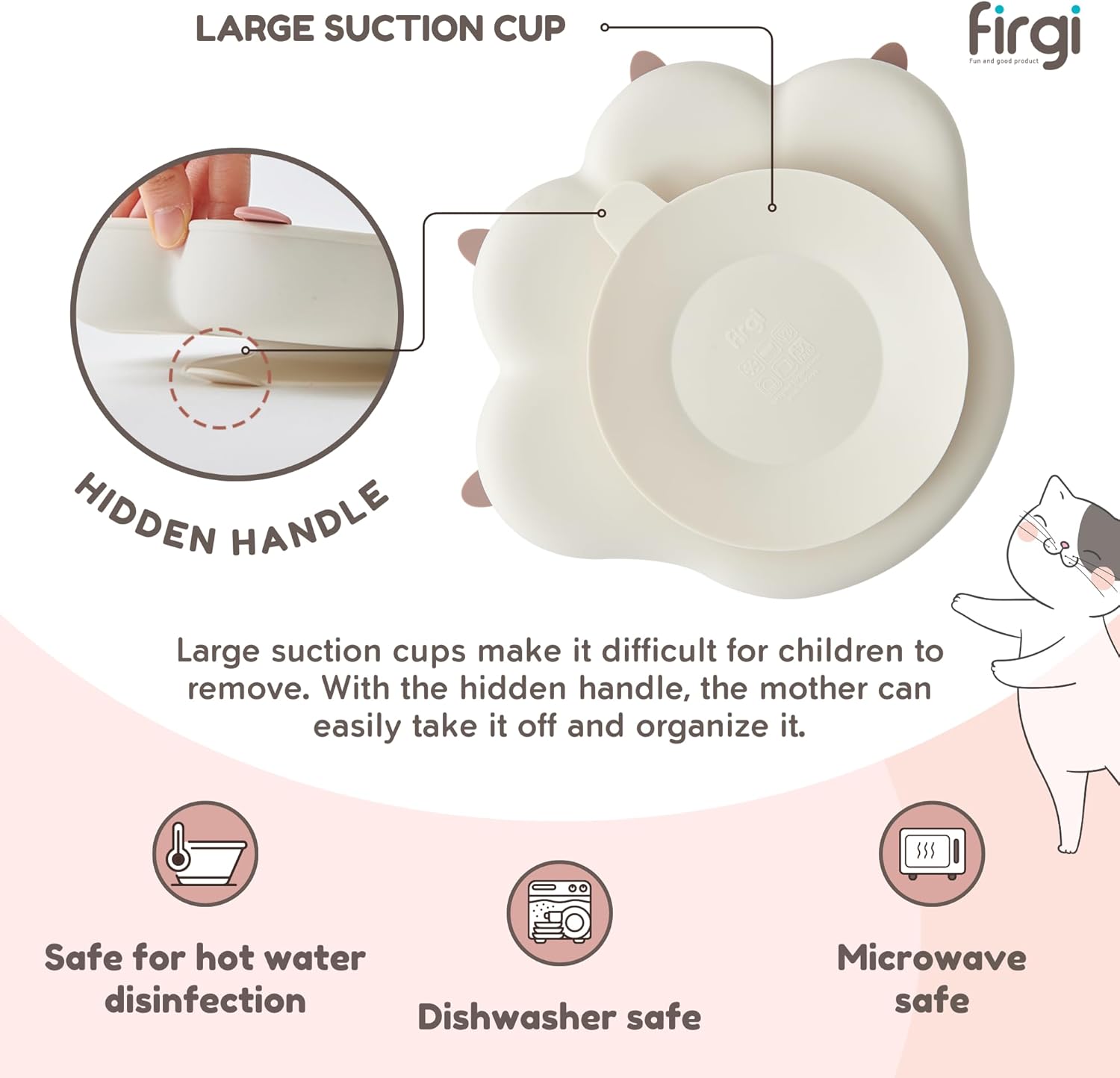 MEOW MEOW Dry Rose – Placas de succión divididas para niños pequeños con placas de diseño antideslizantes para bebés, suministros de destete LED