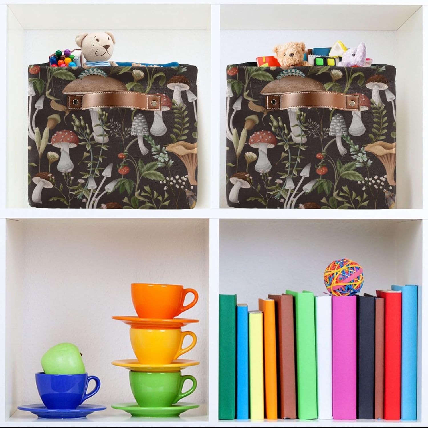 Cesta de almacenamiento de hongos, plegable, decorativa, para lavandería, para oficina, dormitorio, ropa, dormitorio, sala de estar, 2 unidades