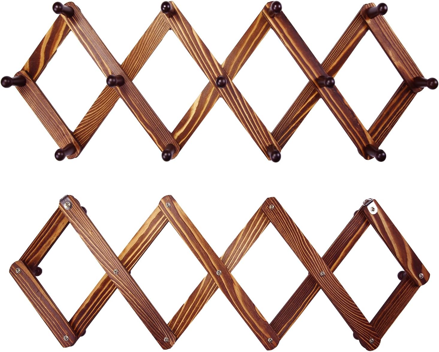 AMAPON Perchero expandible de madera de acordeón para colgar en la pared, 13 clavijas, sombrero, tapa, taza de café, toallas, correa, bufanda,