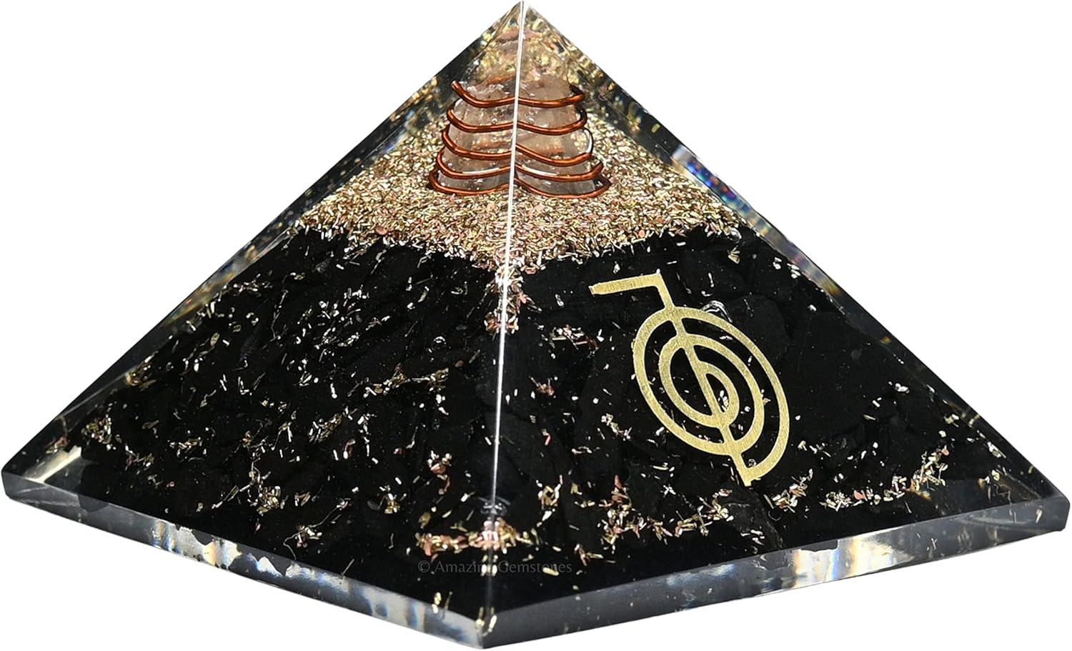 Pirámide de orgón grande  Cristal de pirámide de shungita  Pirámide de orgonita Cho Ku Reiki  Pirámides de órgano Curación de energía positiva