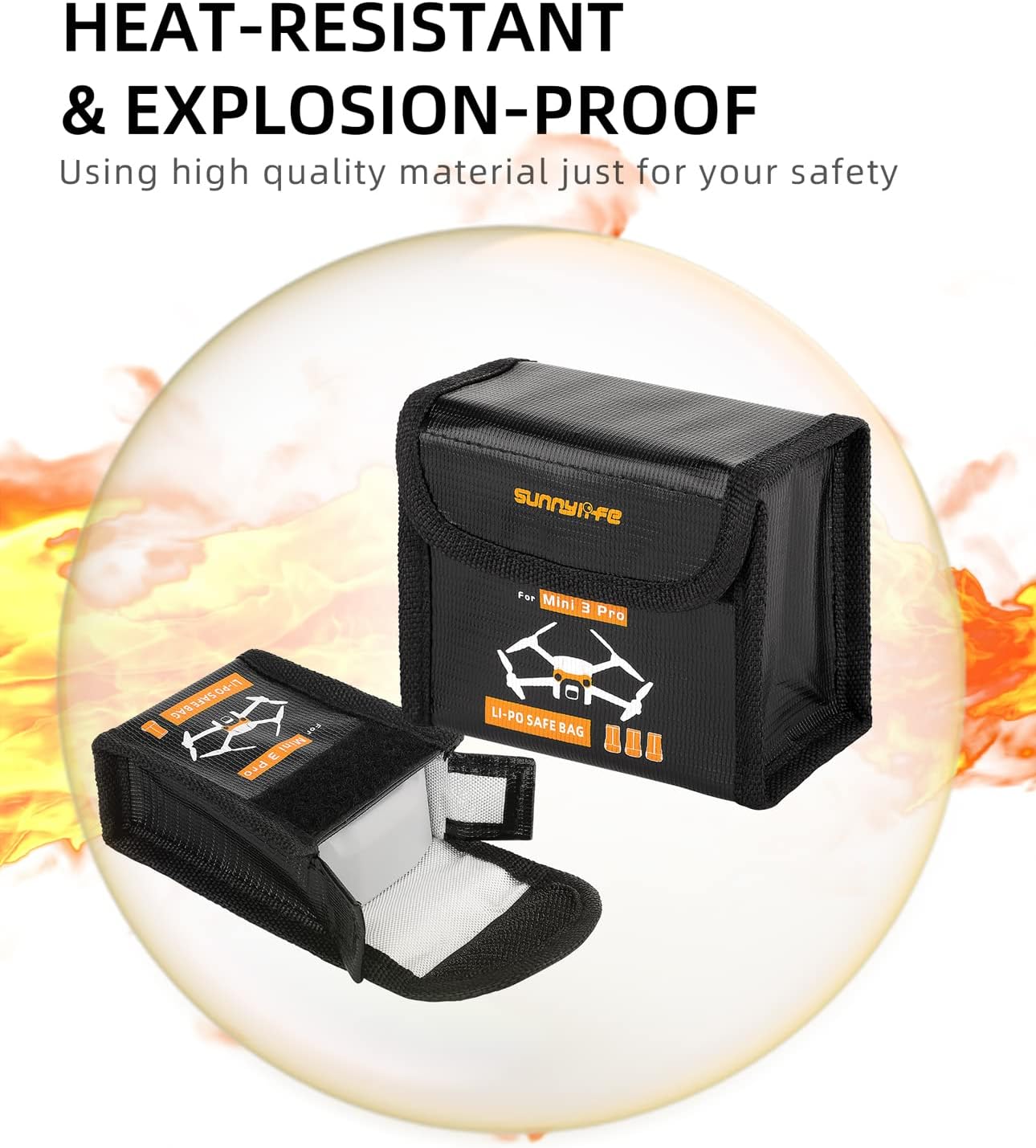 Anbee Lipo – Bolsa de seguridad para batería, bolsa de almacenamiento de seguridad ignífuga, compatible con DJI Mini 33 Pro RC Drone (grande, para
