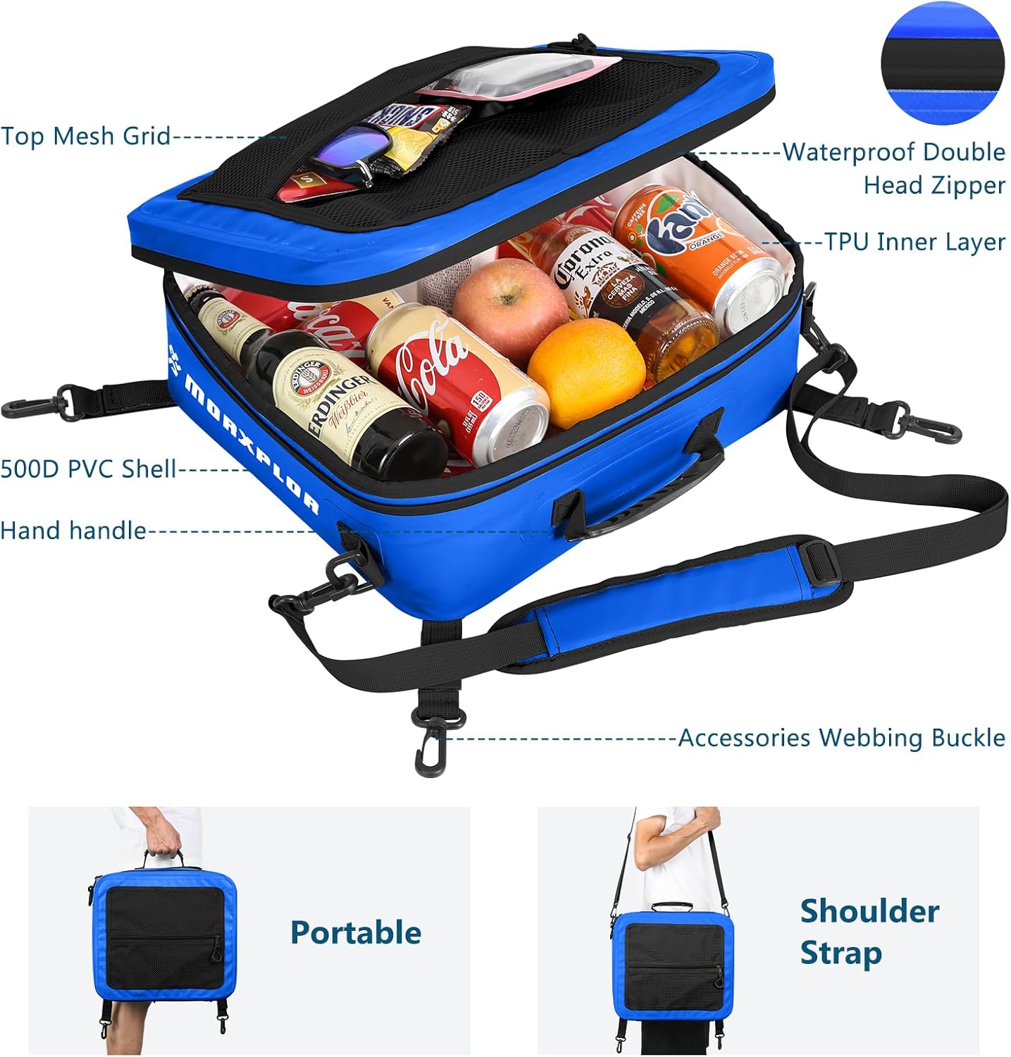 Bolsa impermeable de PVC para cubierta de paddleboard, 12 latas Sup Deck Cooler Bag, bolsa más fresca para paddleboard, bolsa aislante suave para
