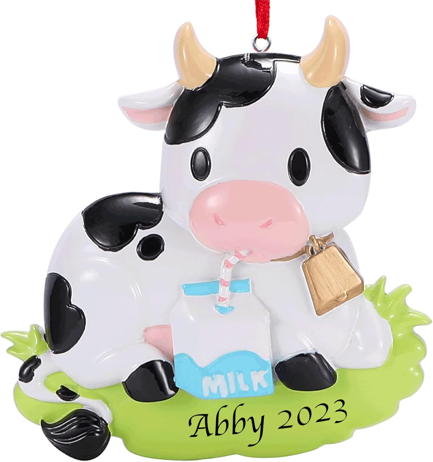 Adorno de Navidad personalizado de vaca 2023  Animal de granja con estampado de vaca y decoración de árbol de Navidad de leche  Regalo de recuerdo