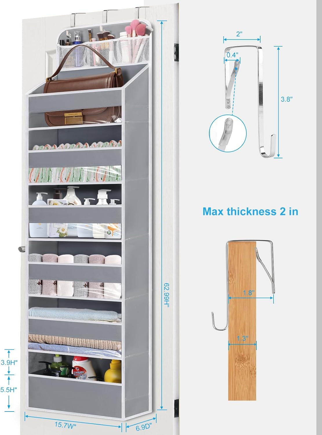 Organizador para colgar sobre la puerta, organizador de armario de bebé sin inclinación para pañales, juguetes de niños, zapatos, organizador de