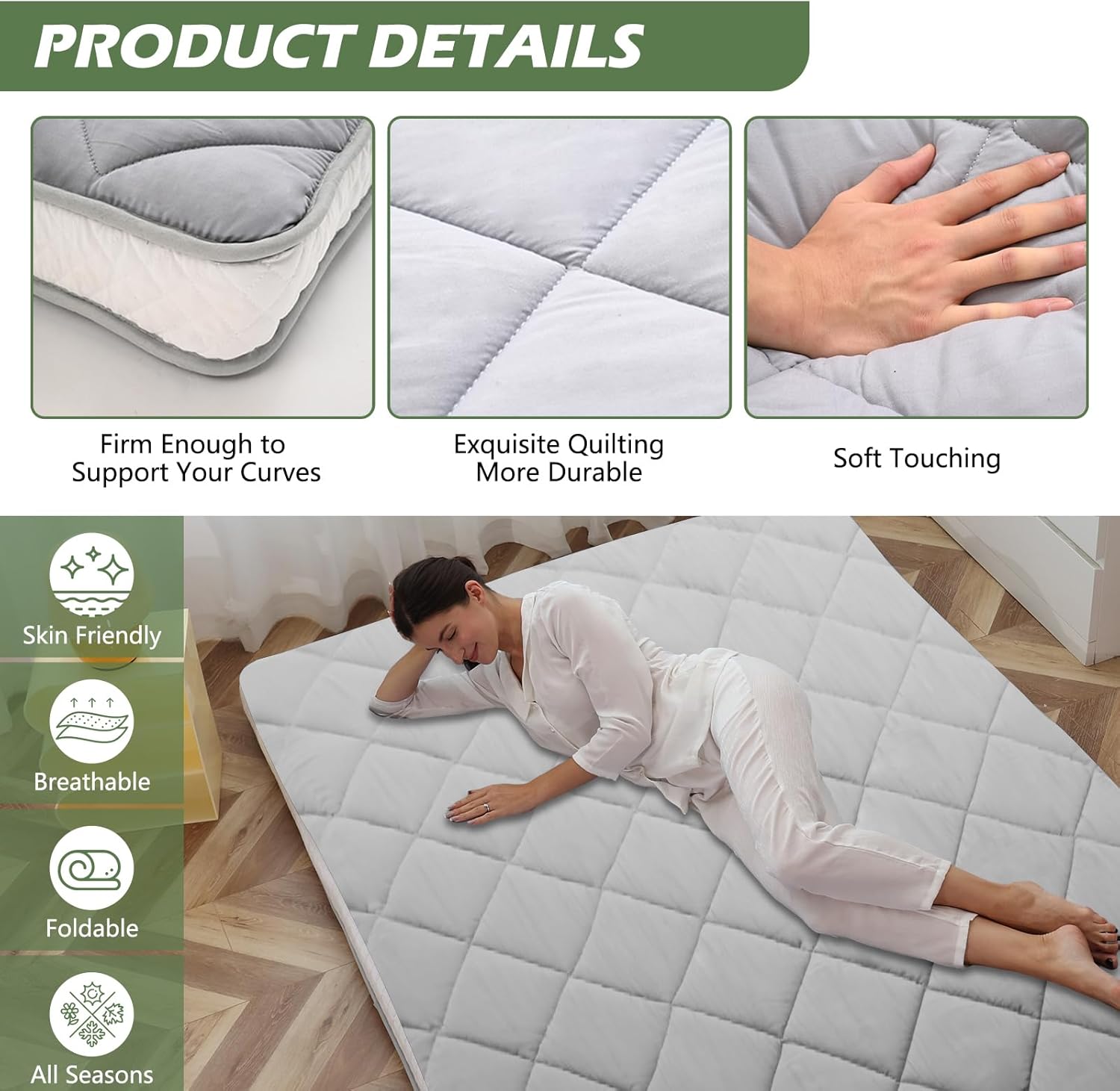 Colchón japonés de suelo futón, cubrecolchón plegable grueso de tatami, colchón enrollable, tapete plegable para dormir, tumbona transpirable,