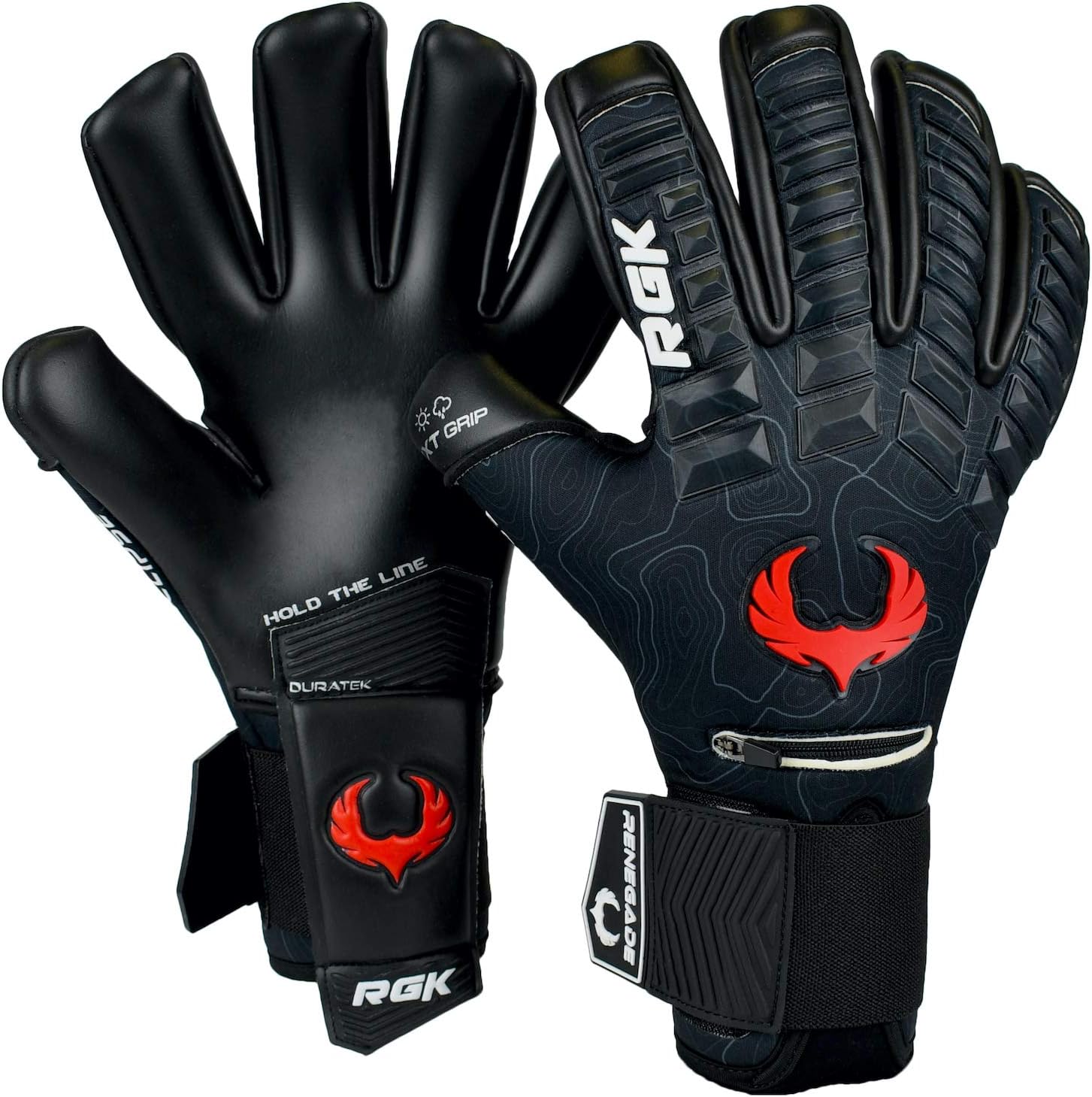 Renegade GK Eclipse – Guantes profesionales de portero de fútbol con protector microbiano (tallas 6-12, nivel 5) Pro-Tek Fingersave y agarre de