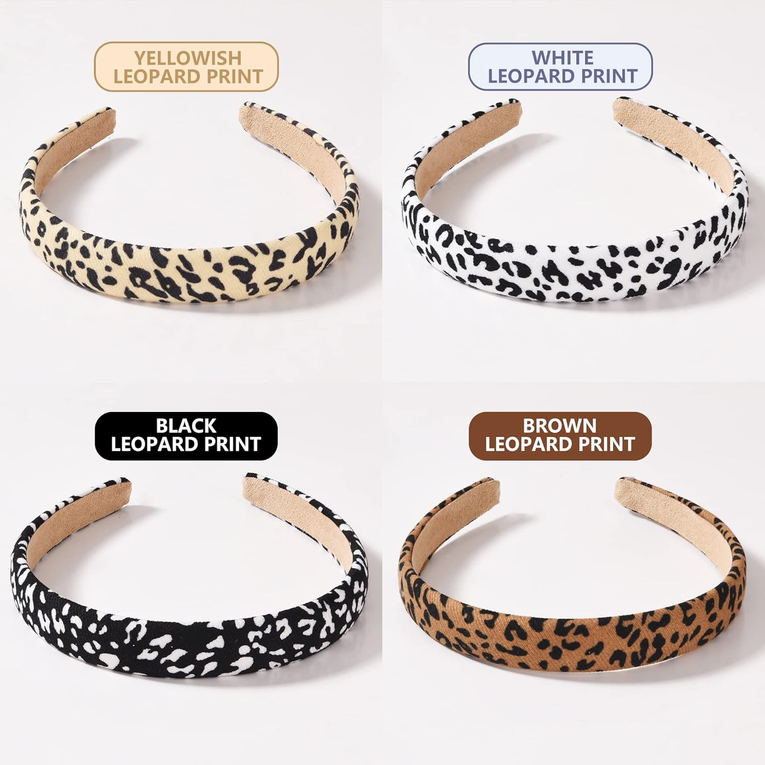 Diademas con estampado de leopardo para mujer, 0.8 pulgadas de ancho, antideslizantes, de piel de guepardo, bonitos accesorios para el cabello para