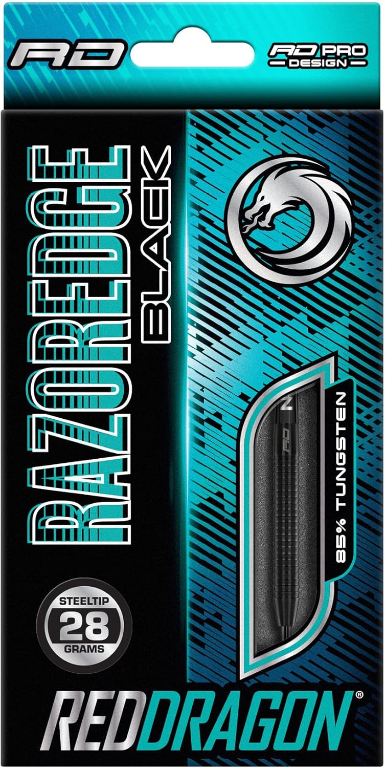 RED DRAGON Razor Edge Black – Dardos de tungsteno de 0.71 oz, 0.78 oz, 0.81 oz, 0.85 oz, 0.92 oz, 0.99 oz o 0.71 oz Softip tungsteno con vuelos y