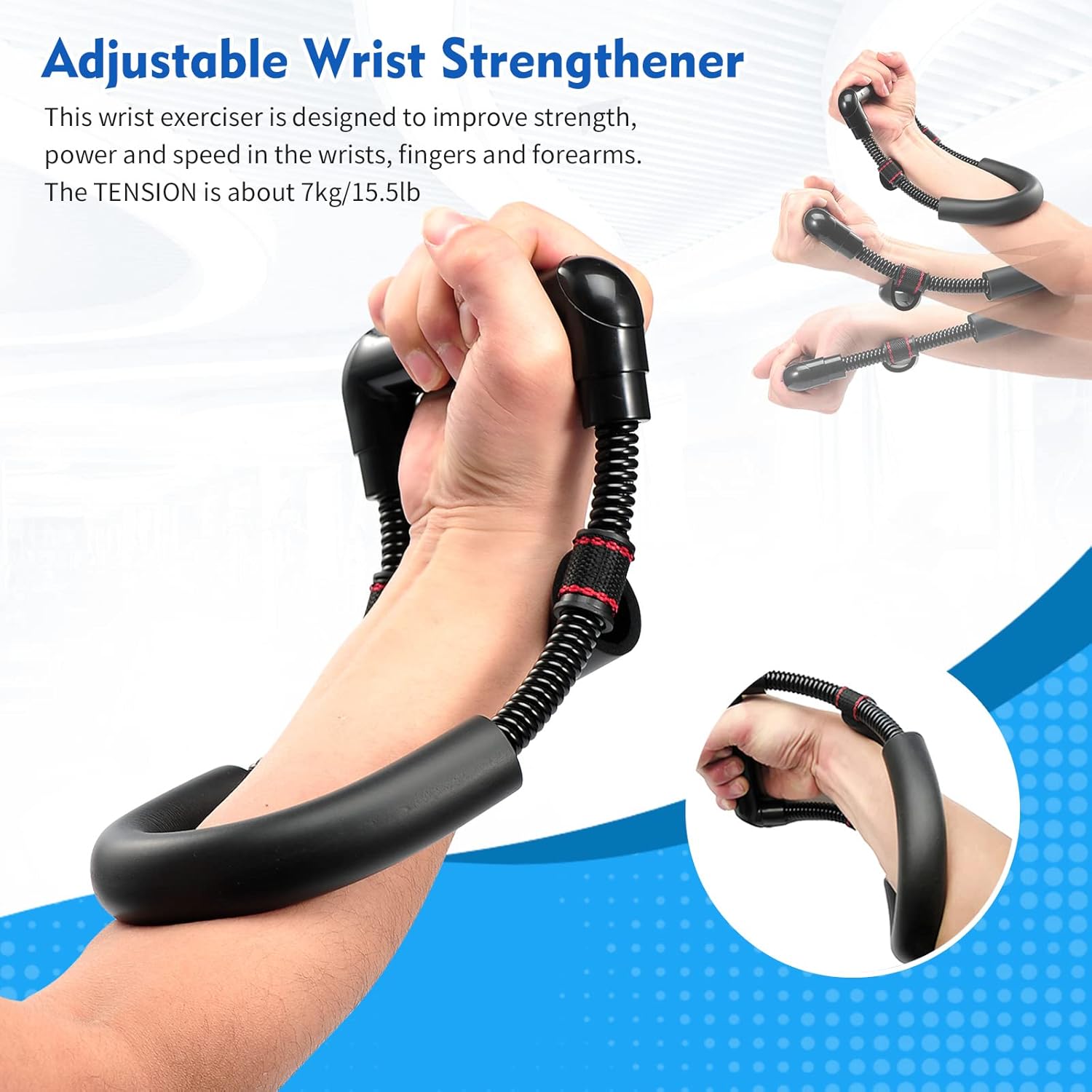 SOUFORCE Kit de fortalecimiento de agarre de mano (paquete de 7), entrenador de fuerza de agarre ajustable, entrenador de entrenamiento de